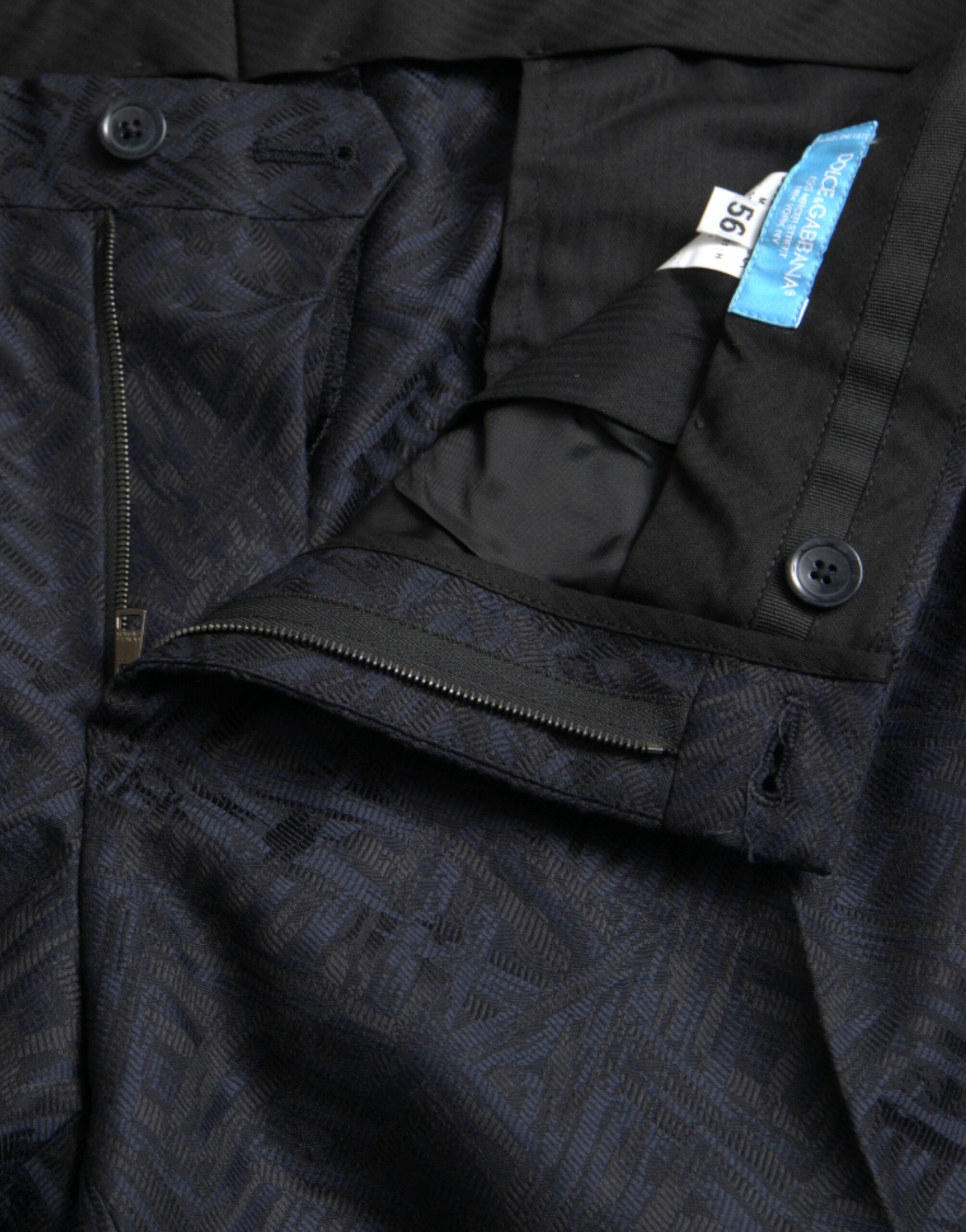 Dolce &amp; Gabbana Blaue, enge Anzughose aus Brokatwolle für Herren
