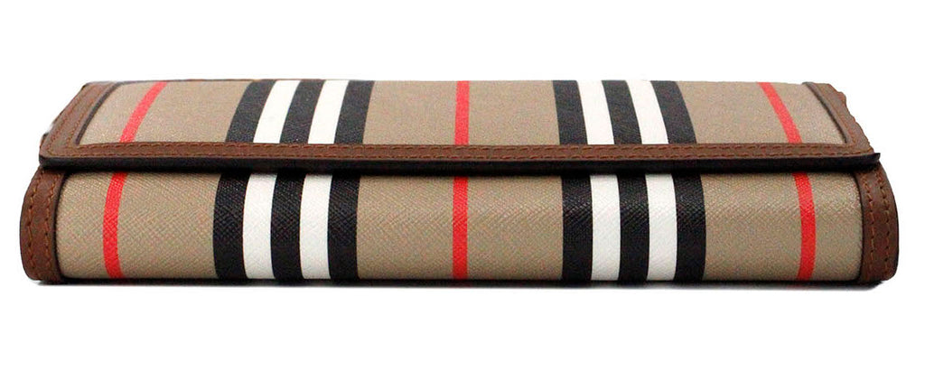 Burberry Hannah Icon Stripe Archive Umhängetasche aus hellbraunem E-Canvas-Leder