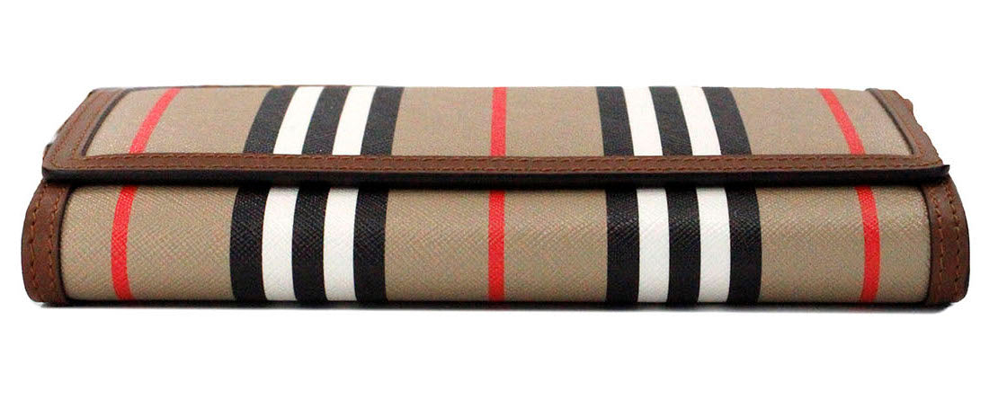 Burberry Hannah Icon Stripe Archive Umhängetasche aus hellbraunem E-Canvas-Leder