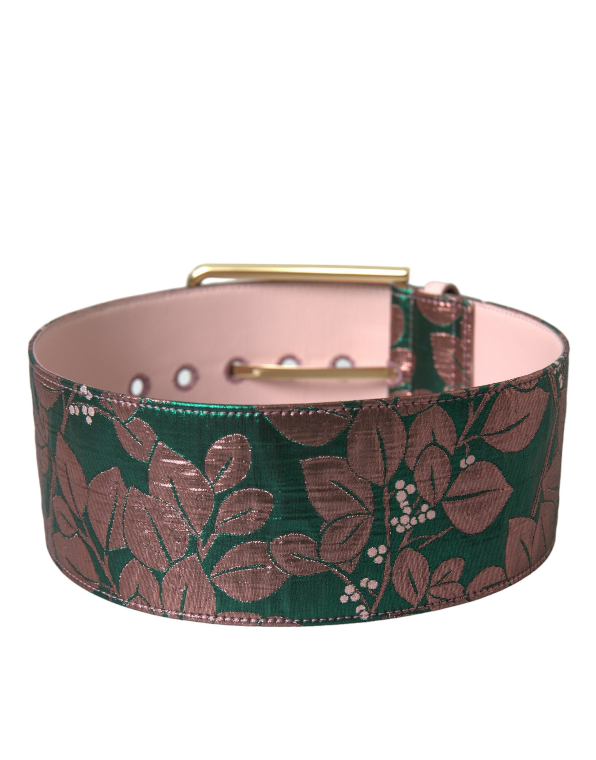 Dolce &amp; Gabbana – Mehrfarbiger Jacquard-Gürtel mit Lurex-Goldschnalle und Blumenmuster