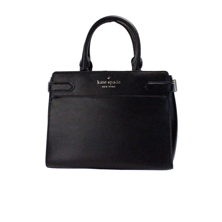 Kate Spade Staci, mittelgroße Umhängetasche aus schwarzem Saffiano-Leder