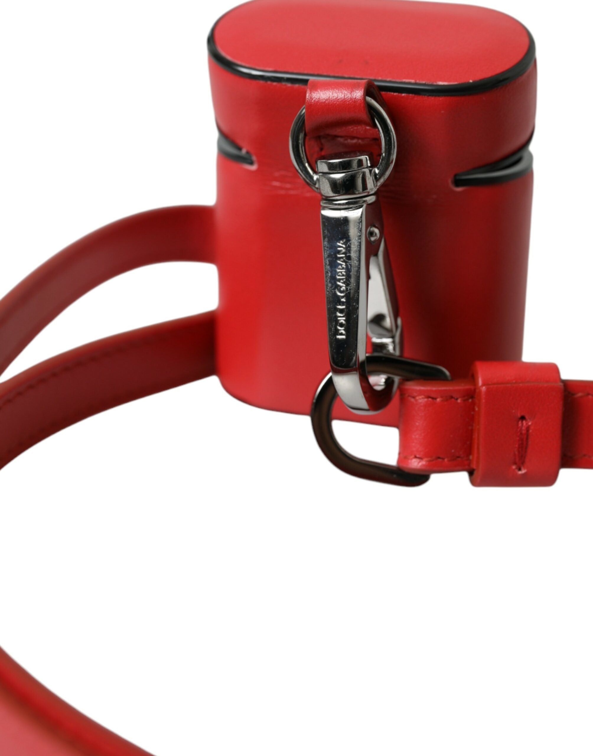 Dolce &amp; Gabbana – Rotes Kalbsleder-Logo-Print-Armband für Herren-Airpods-Hülle