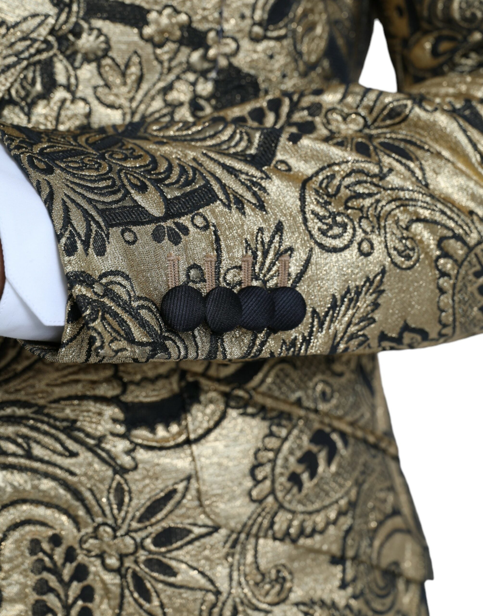 Dolce &amp; Gabbana Gold SICILIA Jacquard Einreihiger Mantelblazer