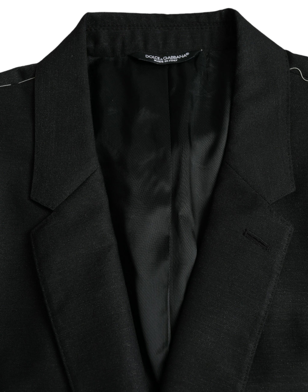 Dolce &amp; Gabbana – Schwarzer, einreihiger Blazer aus Wolle mit Kerbe
