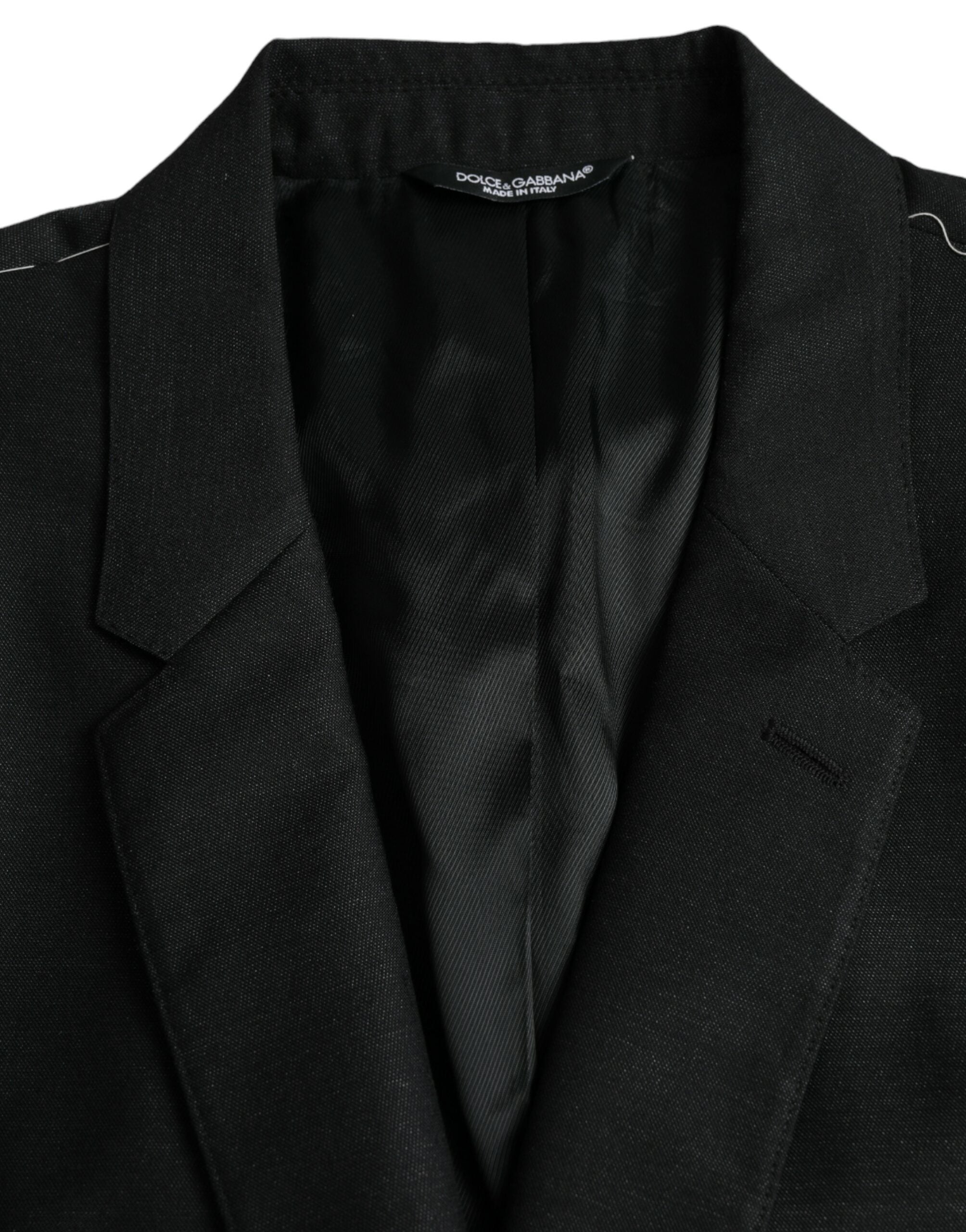 Dolce &amp; Gabbana – Schwarzer, einreihiger Blazer aus Wolle mit Kerbe