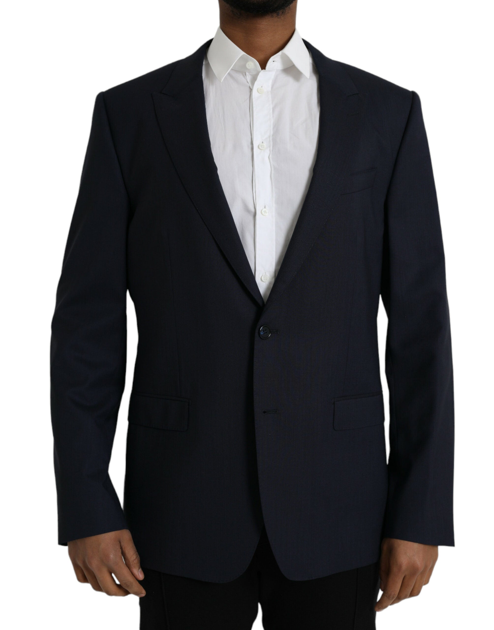 Dolce &amp; Gabbana Dunkelblauer einreihiger Blazer aus Wolle