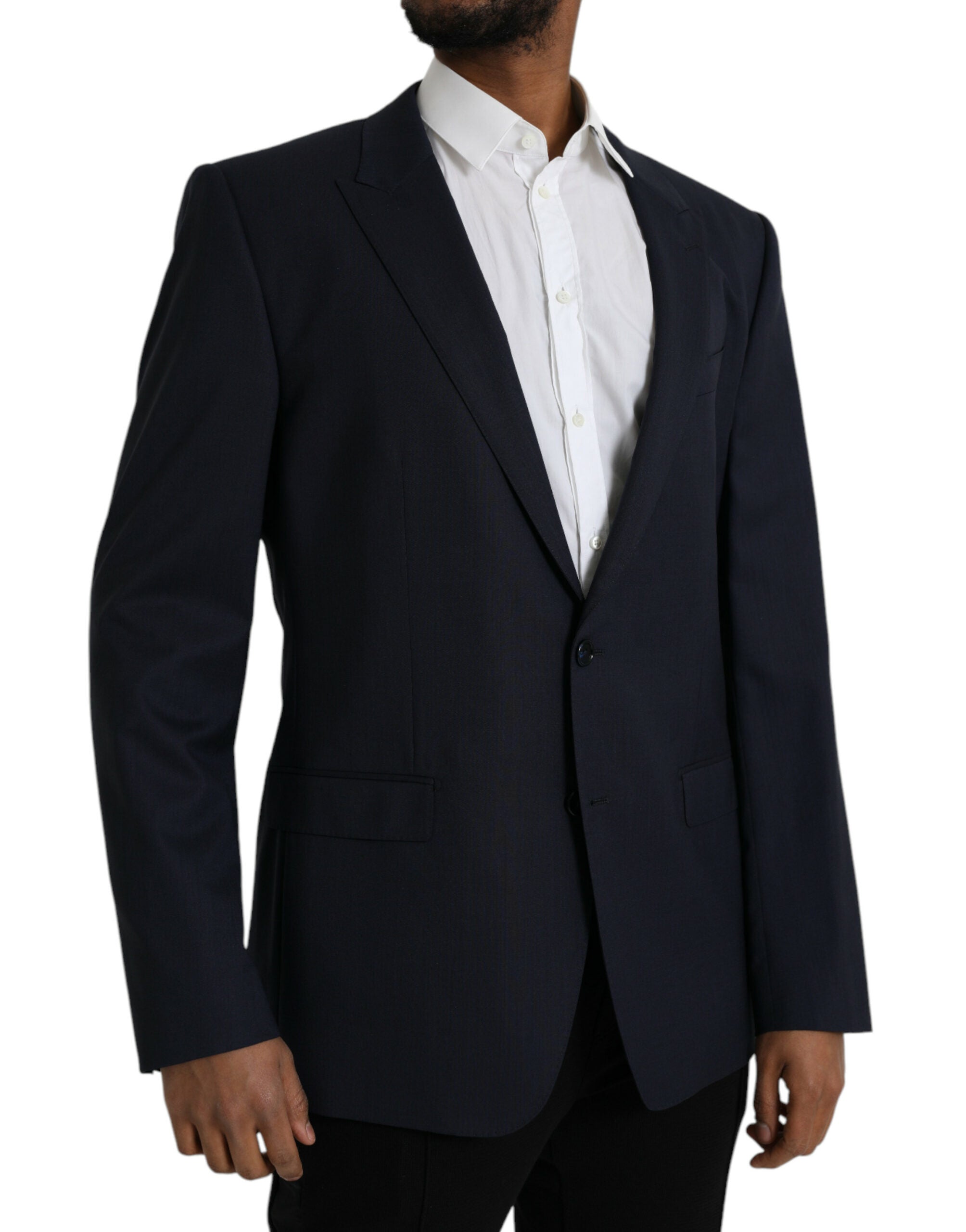 Dolce &amp; Gabbana Dunkelblauer einreihiger Blazer aus Wolle