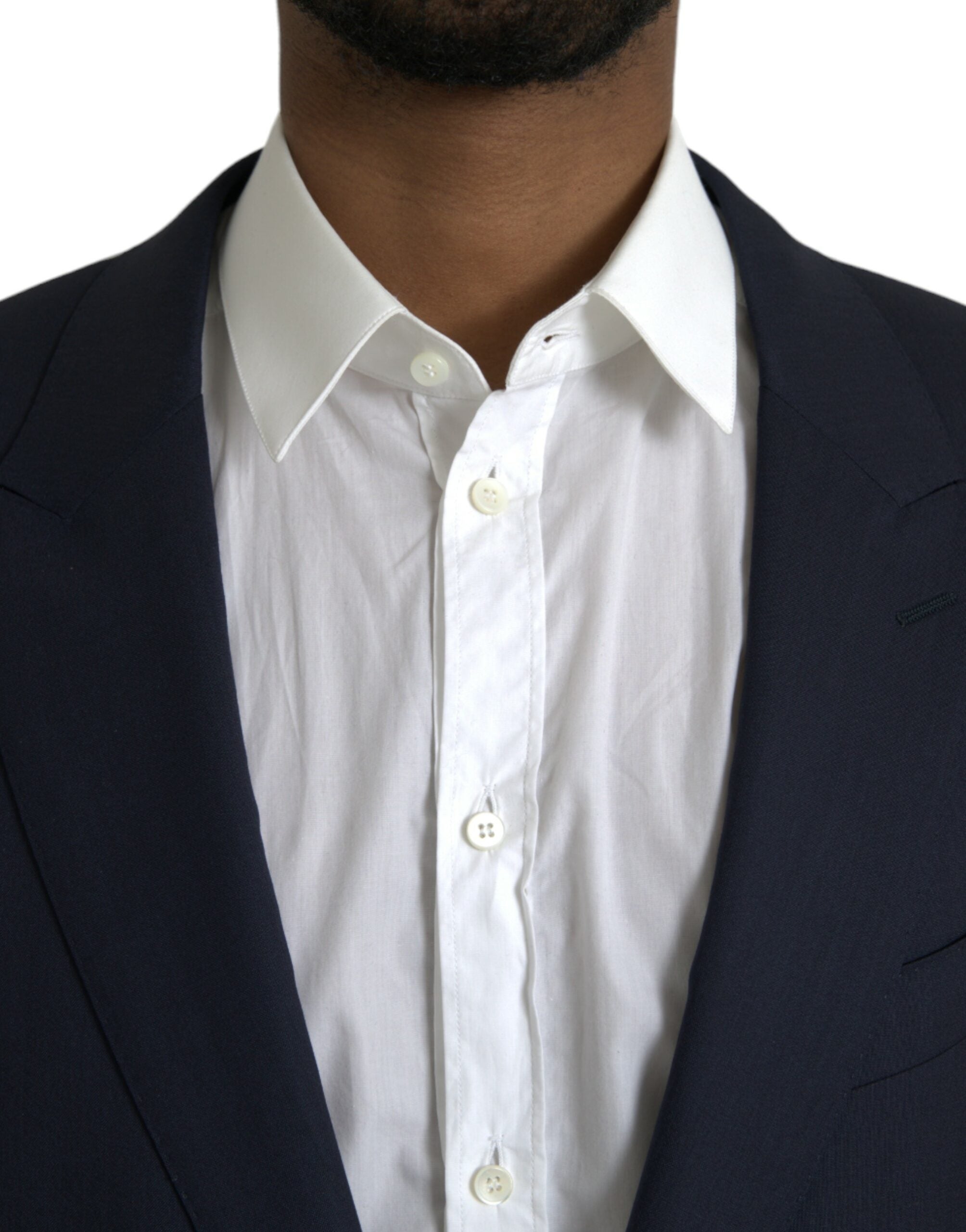 Dolce &amp; Gabbana Dunkelblauer einreihiger Blazer aus Wolle