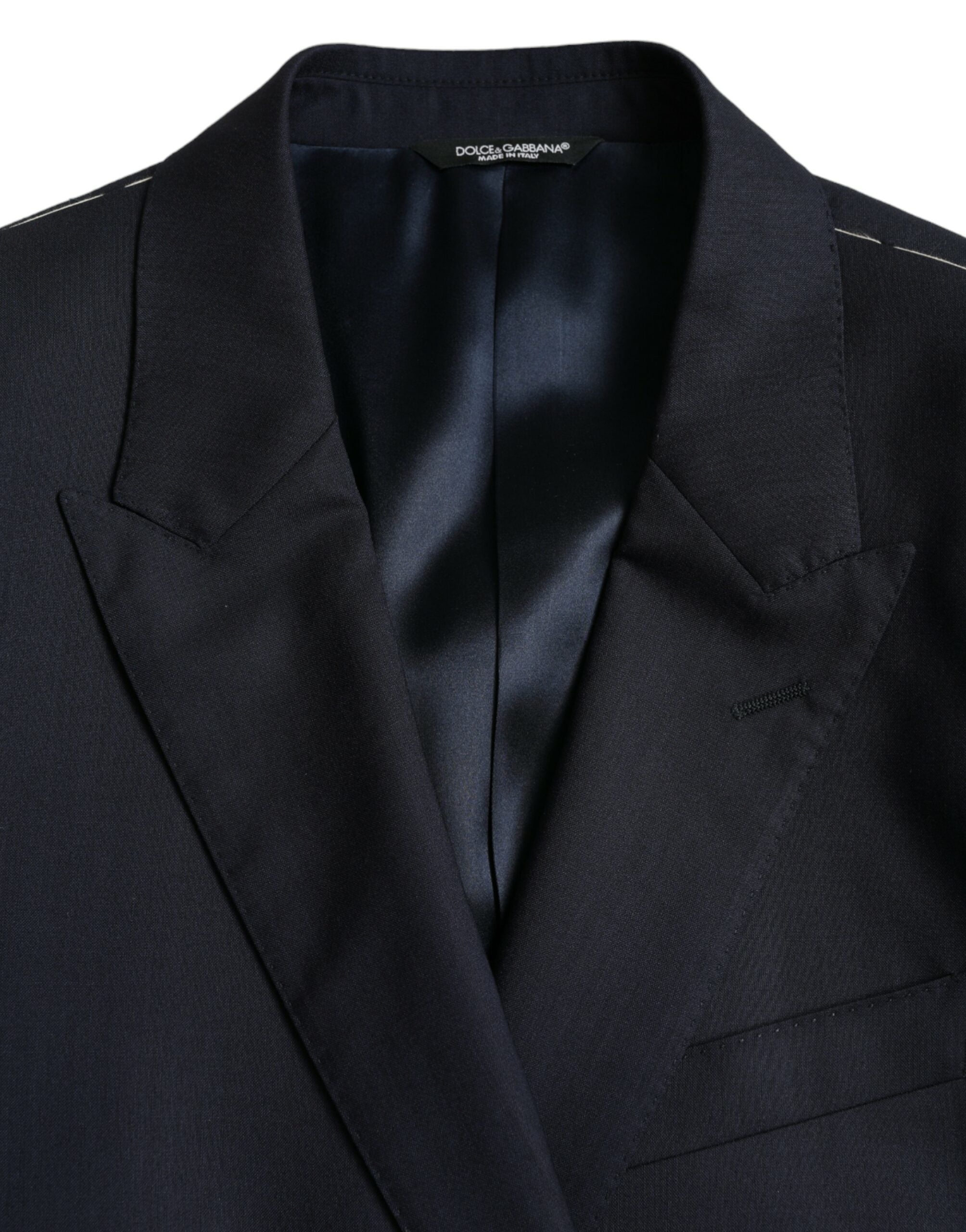 Dolce &amp; Gabbana Dunkelblauer einreihiger Blazer aus Wolle