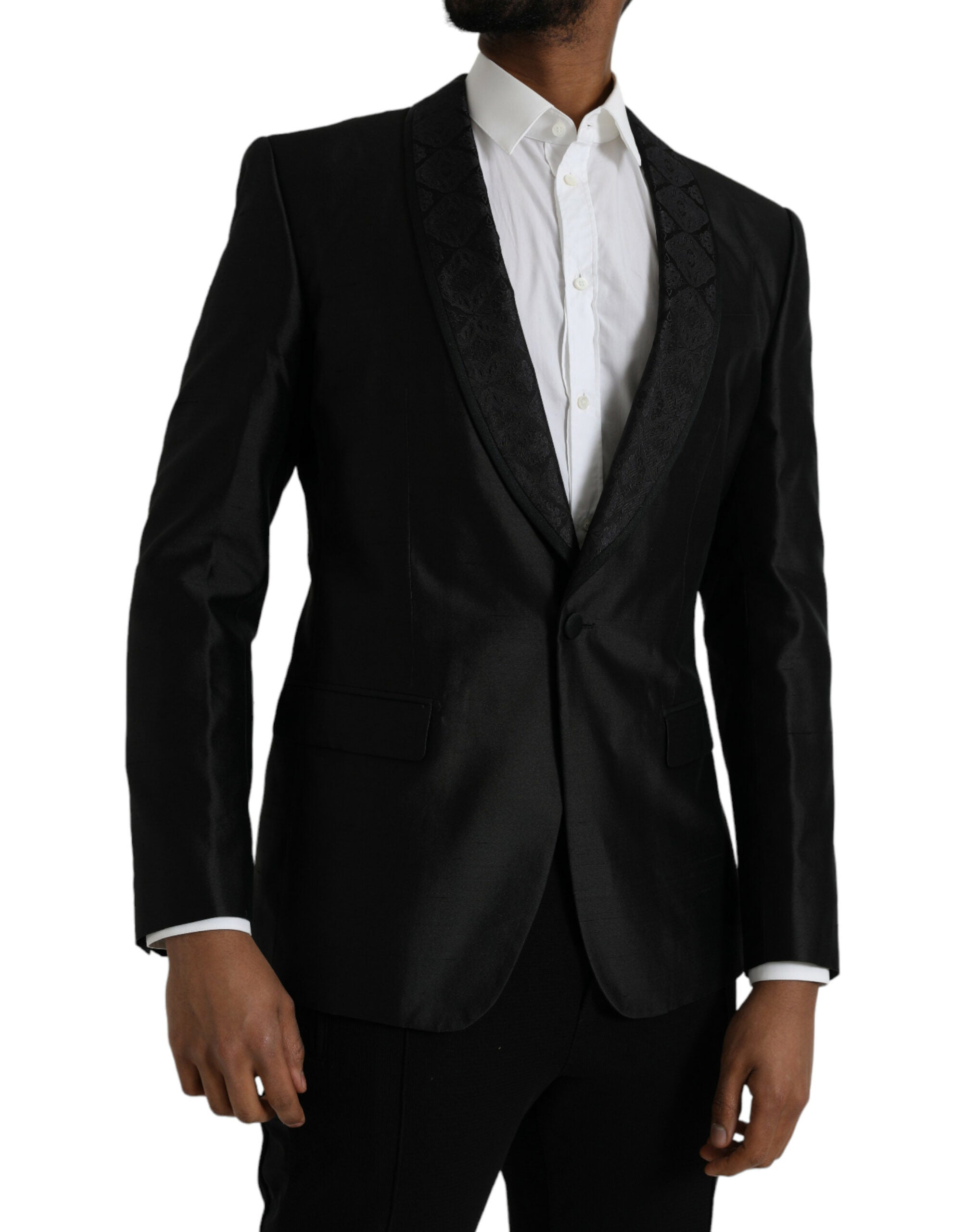Dolce &amp; Gabbana Schwarzer MARTINI Einreihiger Mantelblazer