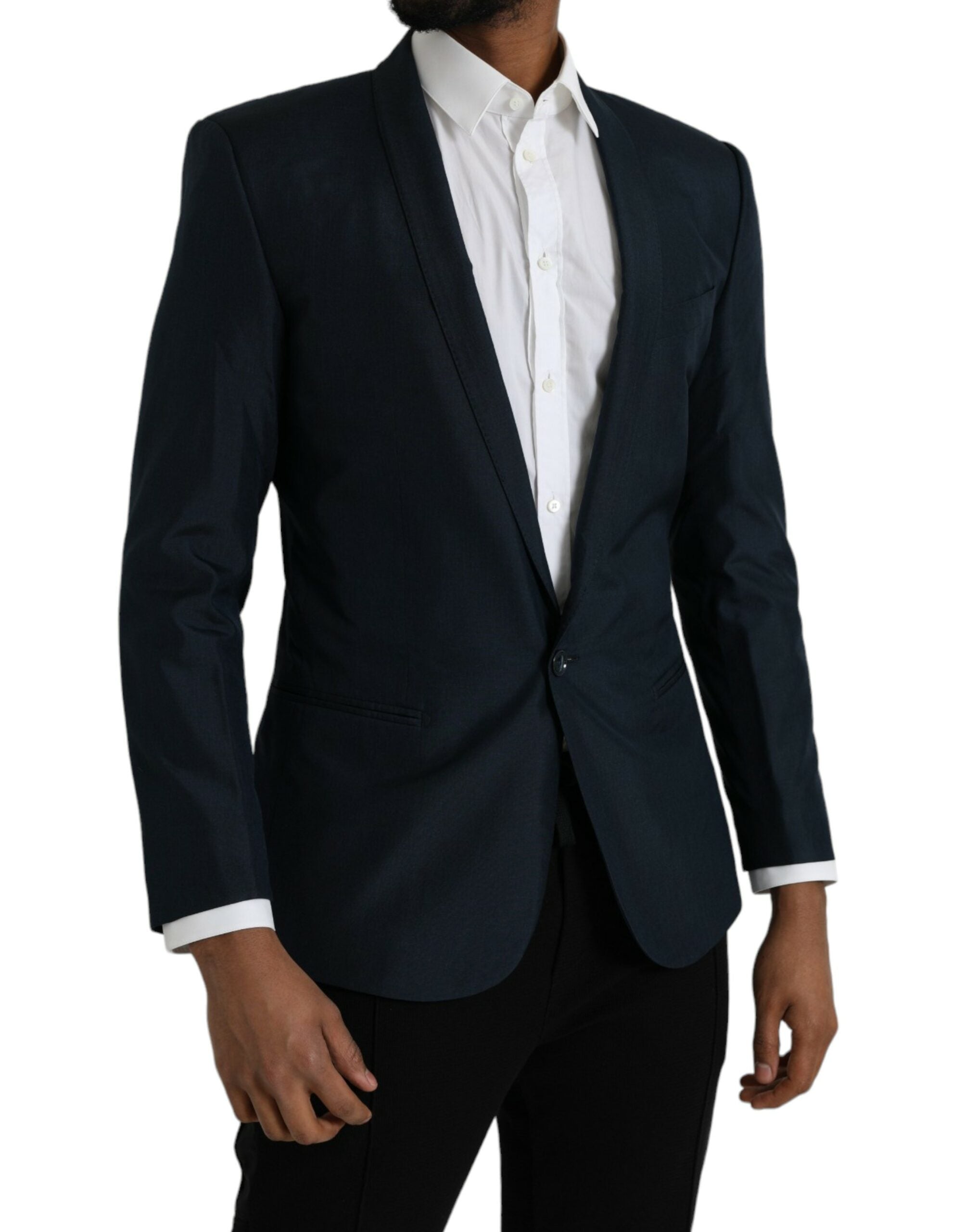 Dolce &amp; Gabbana Blau GOLD Einreihiger Blazer mit Kerbe