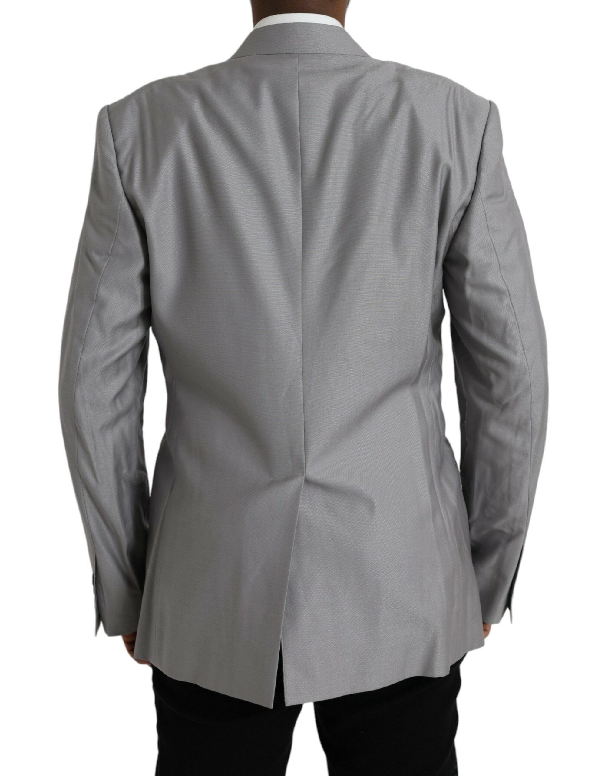 Dolce &amp; Gabbana Grauer einreihiger Wollblazer mit Schirm