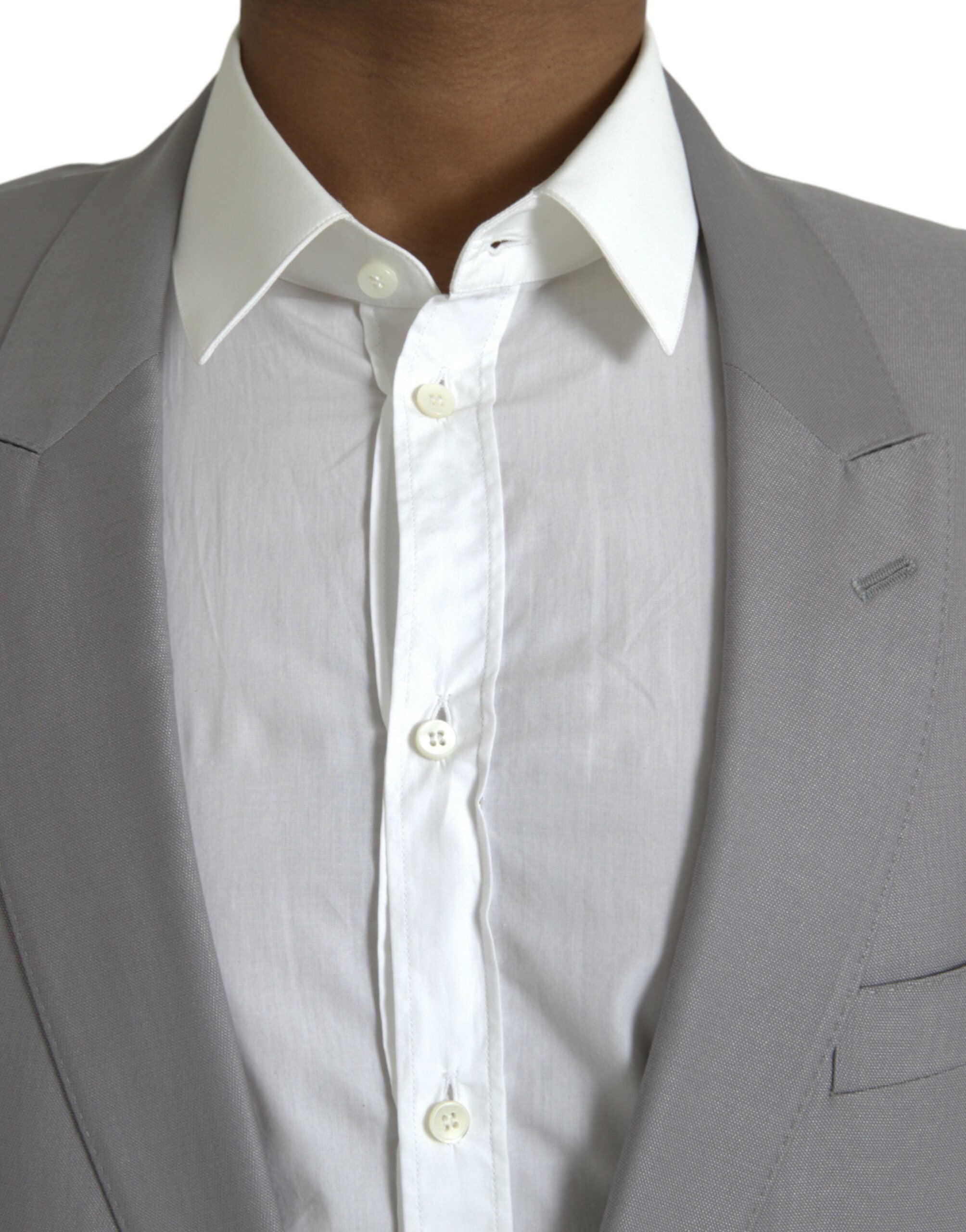 Dolce &amp; Gabbana Grauer einreihiger Wollblazer mit Schirm