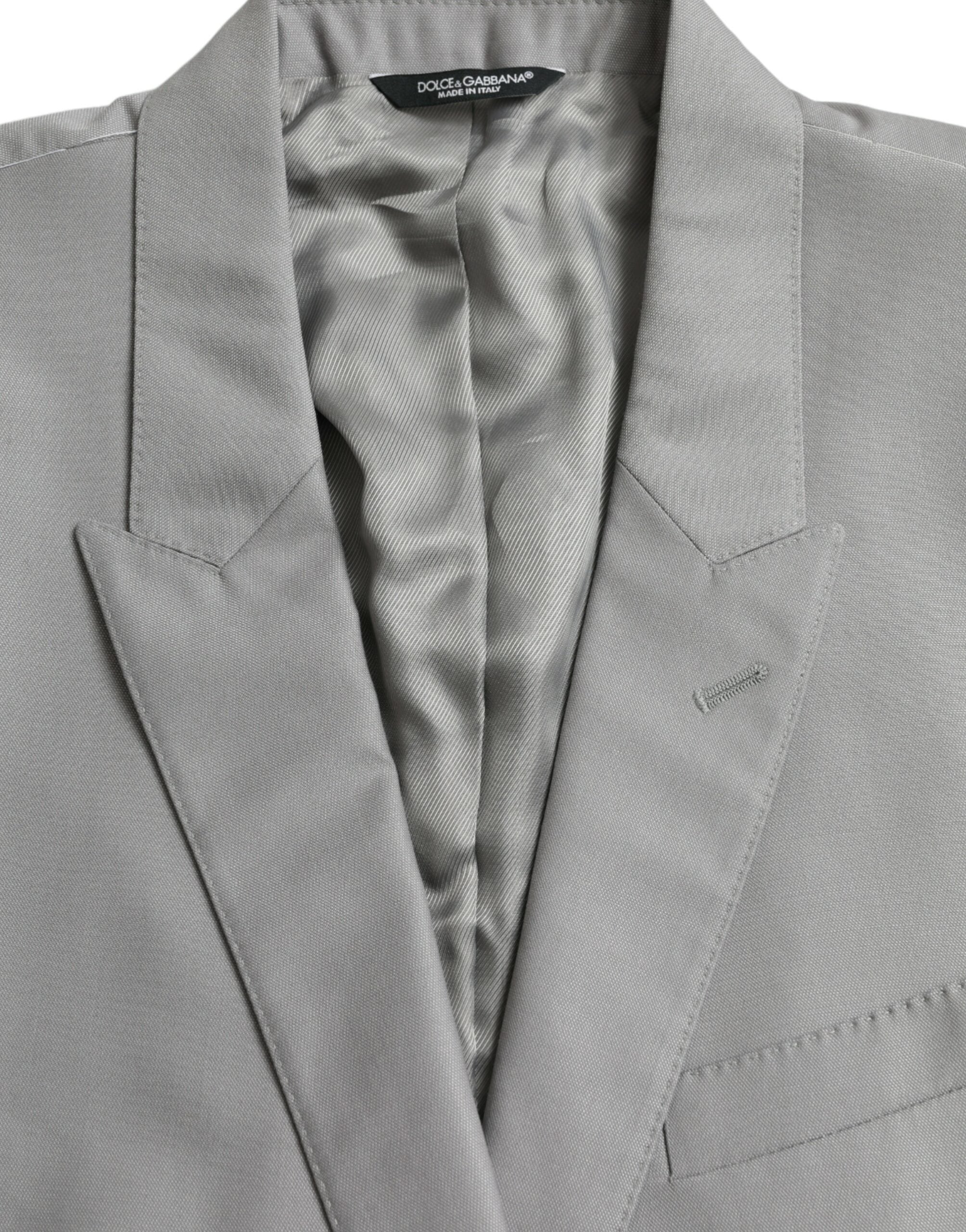 Dolce &amp; Gabbana Grauer einreihiger Wollblazer mit Schirm