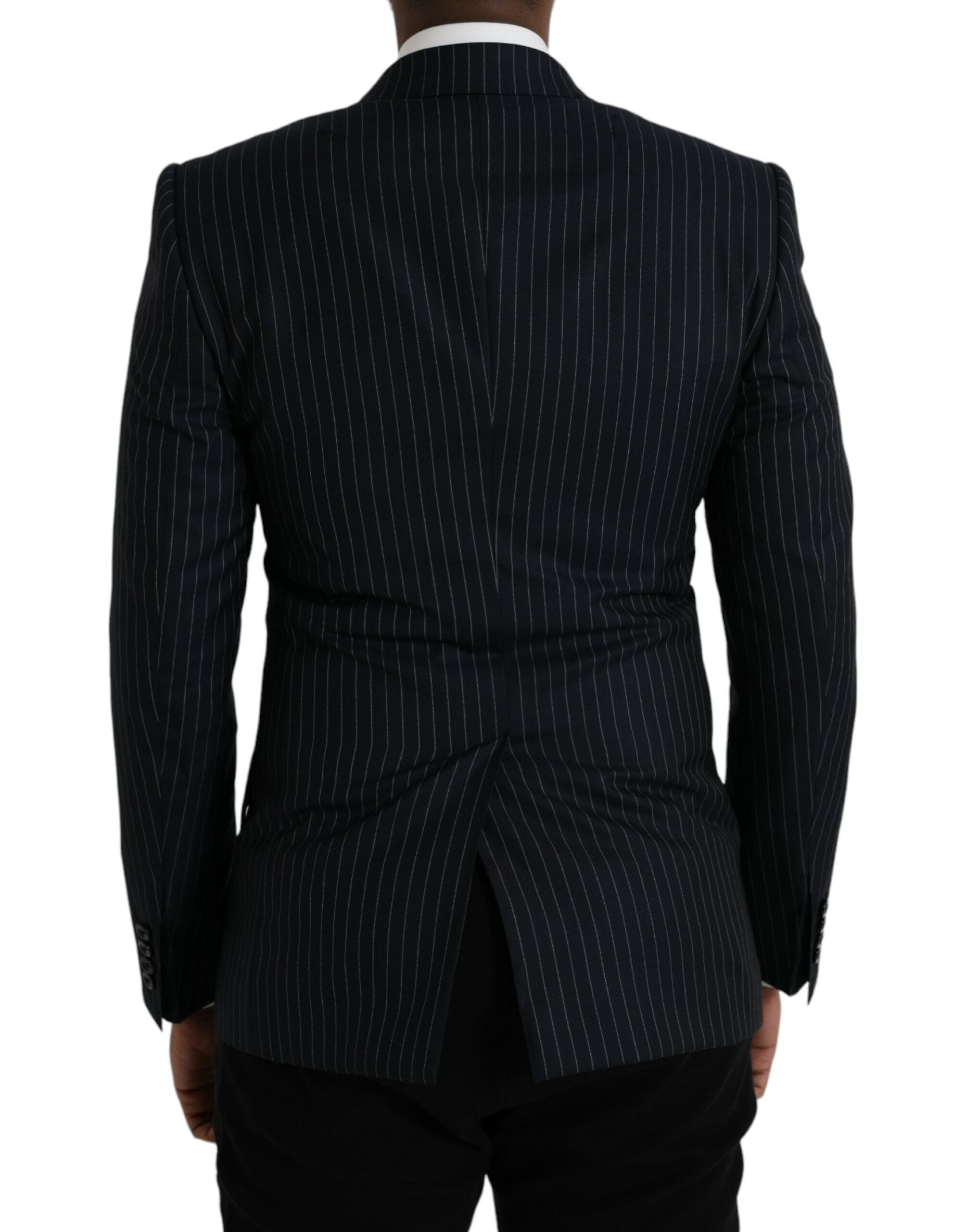 Dolce &amp; Gabbana Schwarz gestreifter SICILIA Zweireihiger Mantelblazer