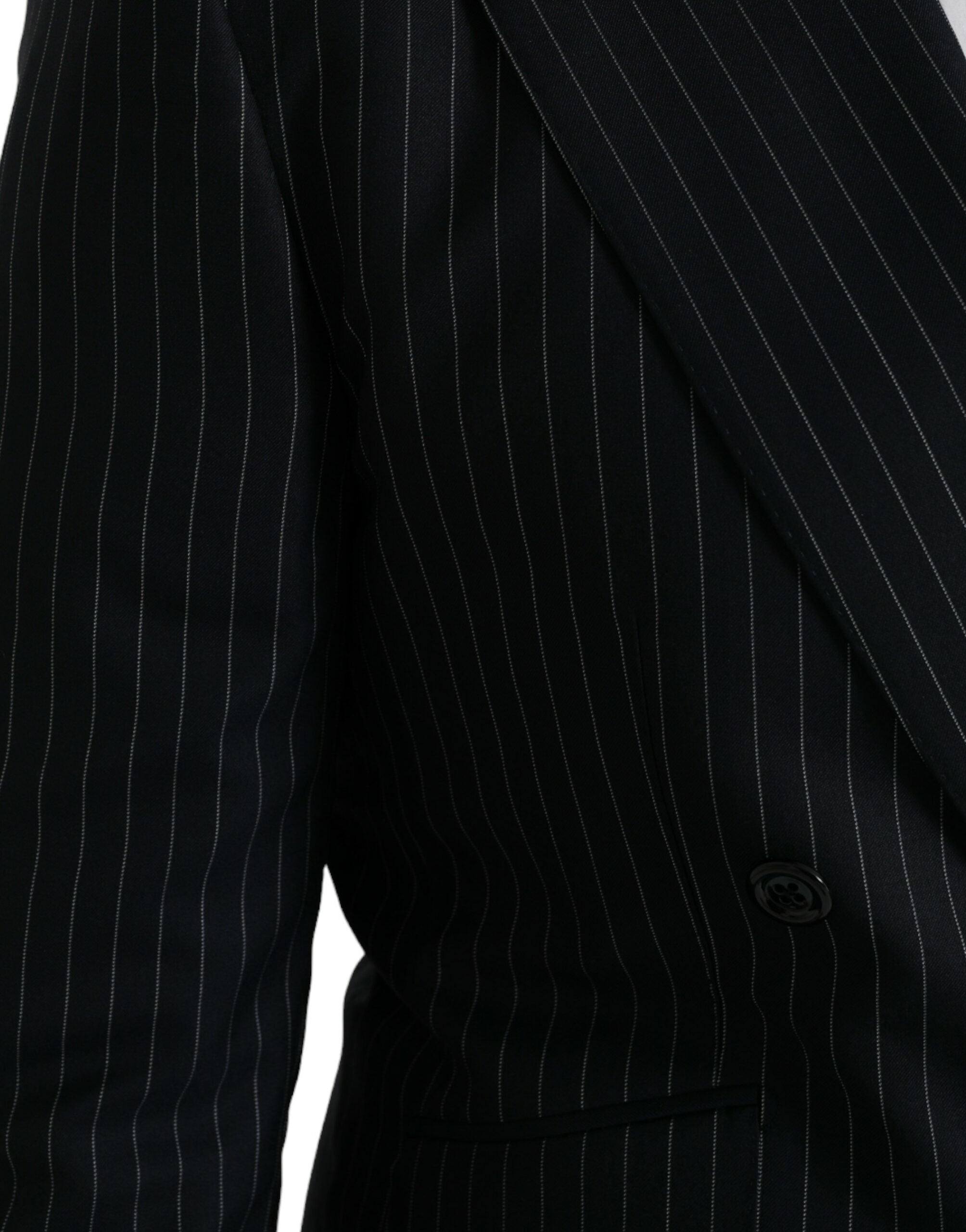 Dolce &amp; Gabbana Schwarz gestreifter SICILIA Zweireihiger Mantelblazer