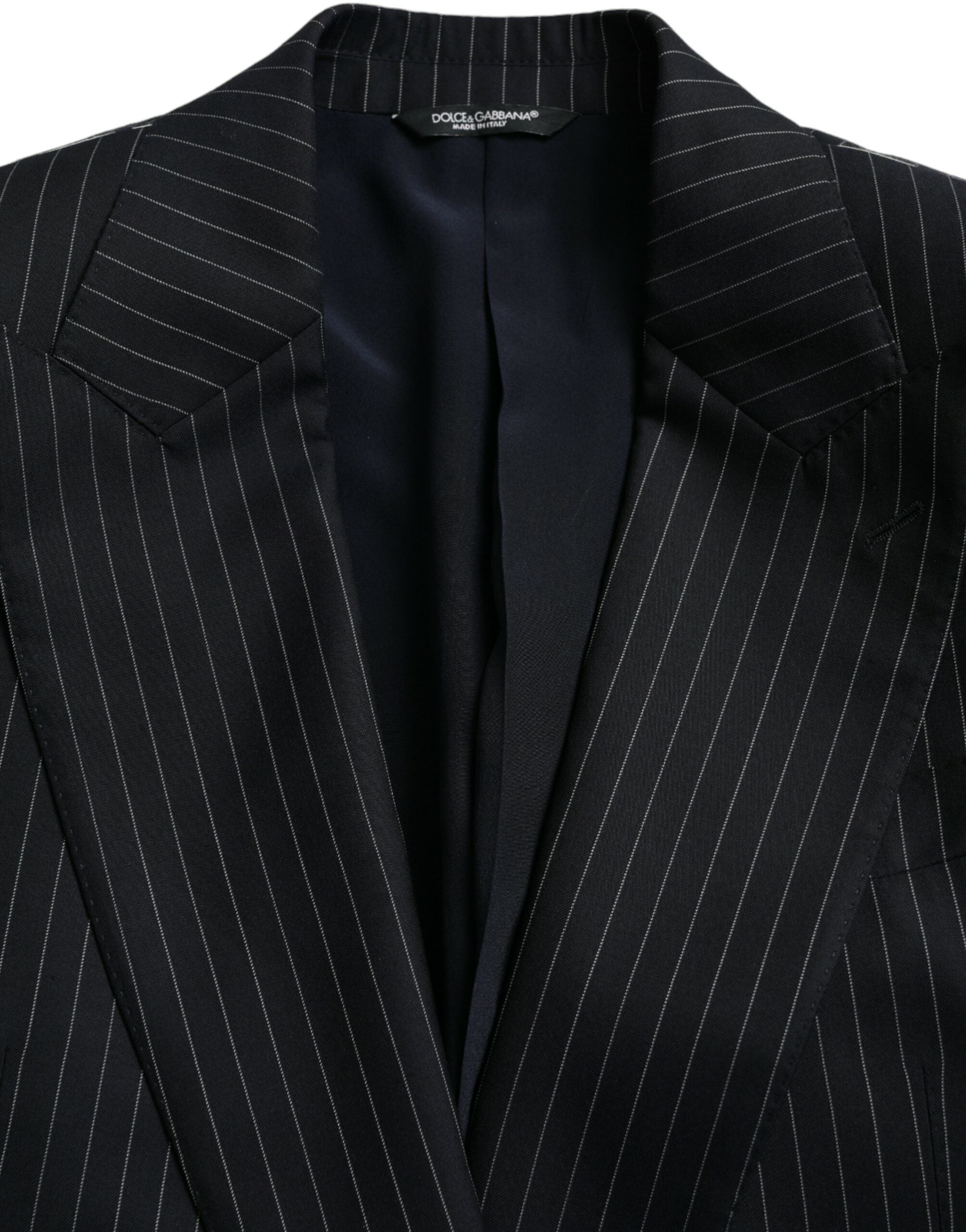 Dolce &amp; Gabbana Schwarz gestreifter SICILIA Zweireihiger Mantelblazer