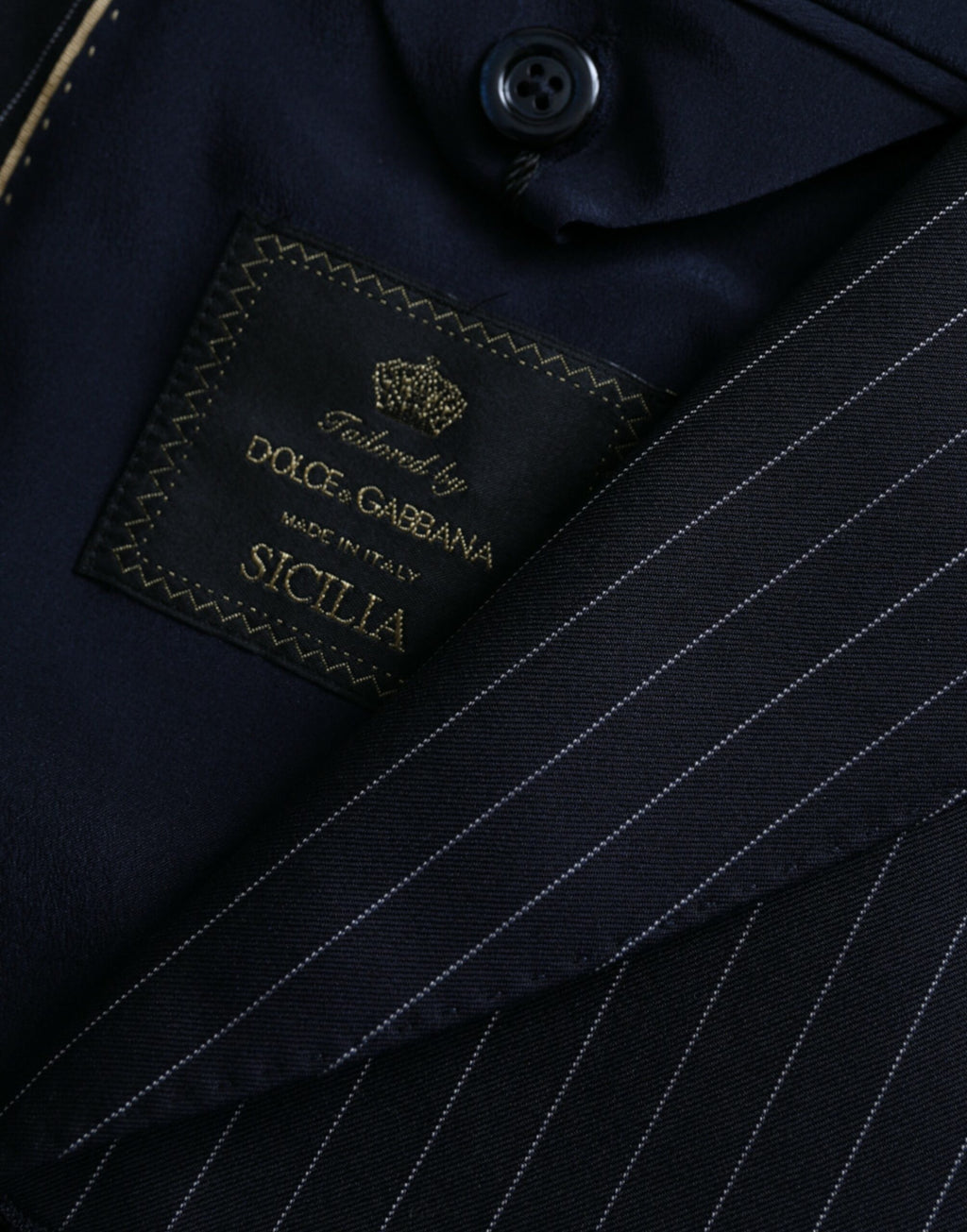 Dolce &amp; Gabbana Schwarz gestreifter SICILIA Zweireihiger Mantelblazer