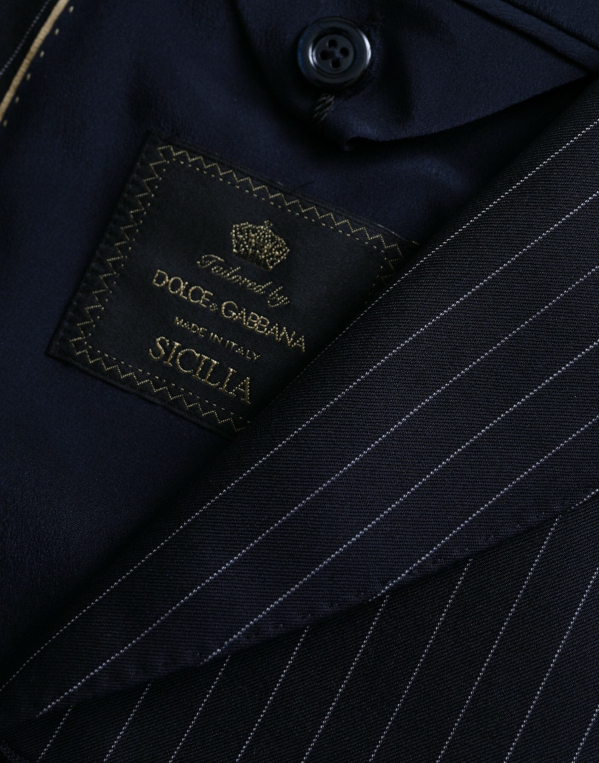 Dolce &amp; Gabbana Schwarz gestreifter SICILIA Zweireihiger Mantelblazer