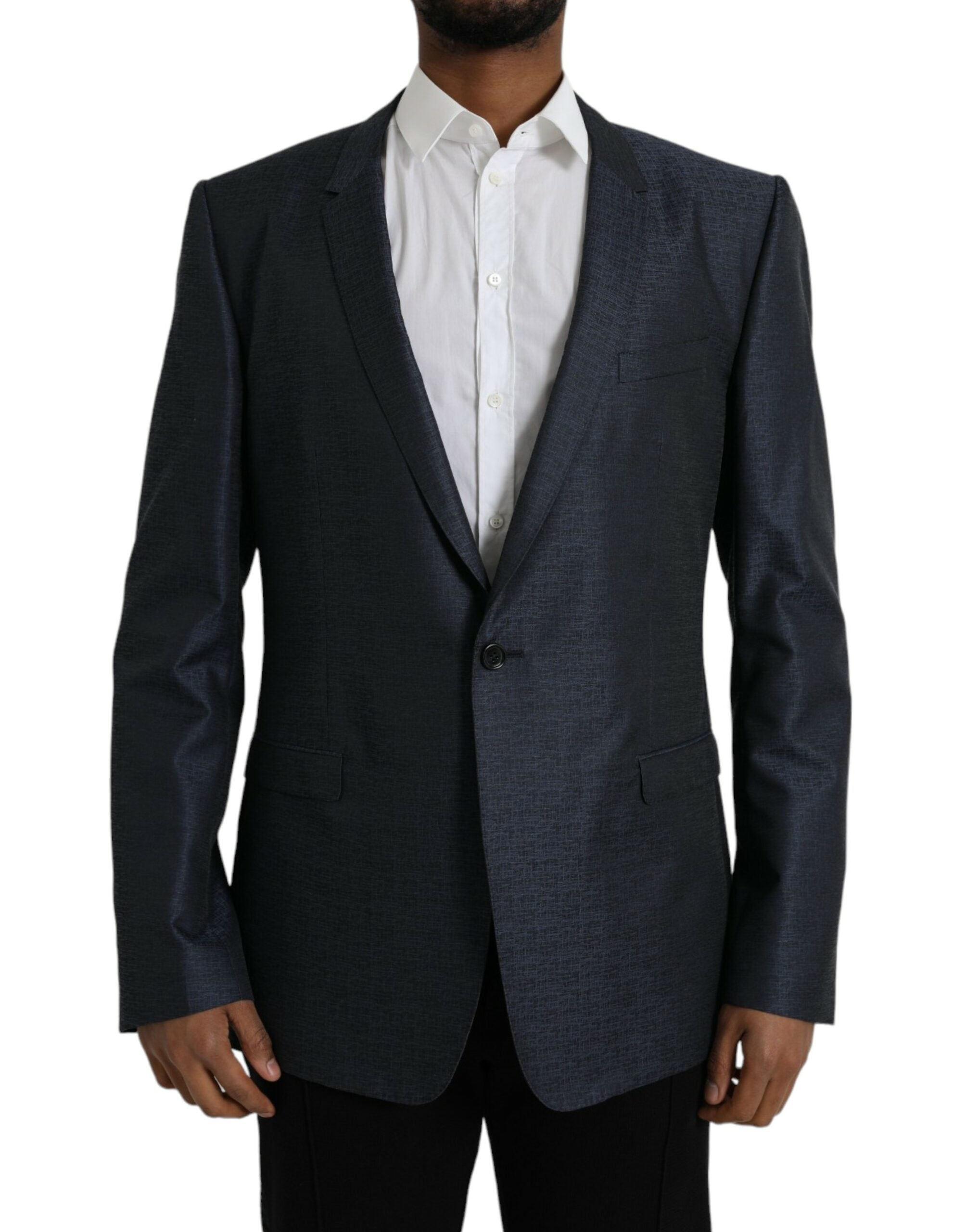 Dolce &amp; Gabbana Blauer Woll-Blazer in GOLD mit einreihigem Mantel