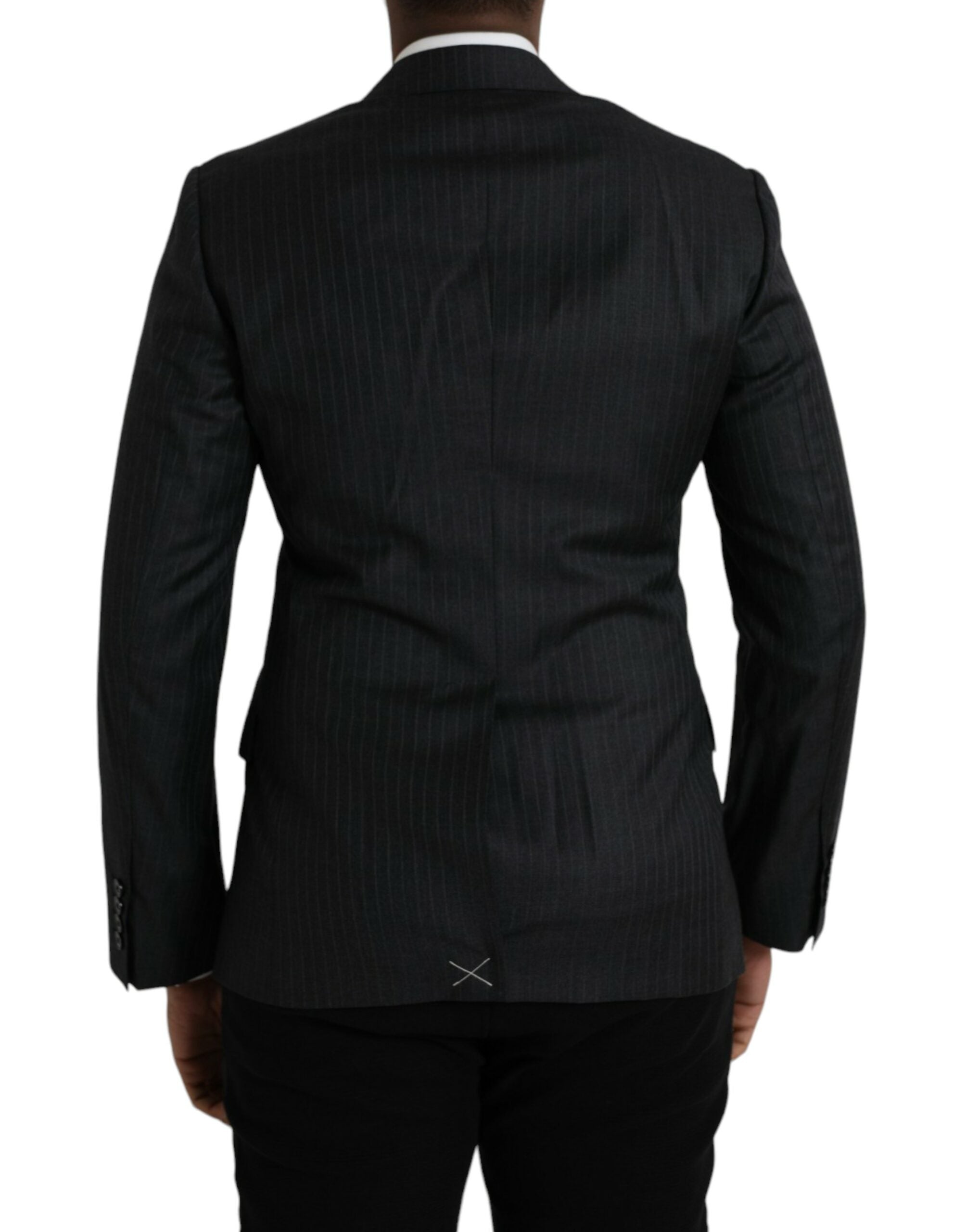 Dolce &amp; Gabbana – Schwarz gestreifter MARTINI-Blazer mit einreihigem Mantel