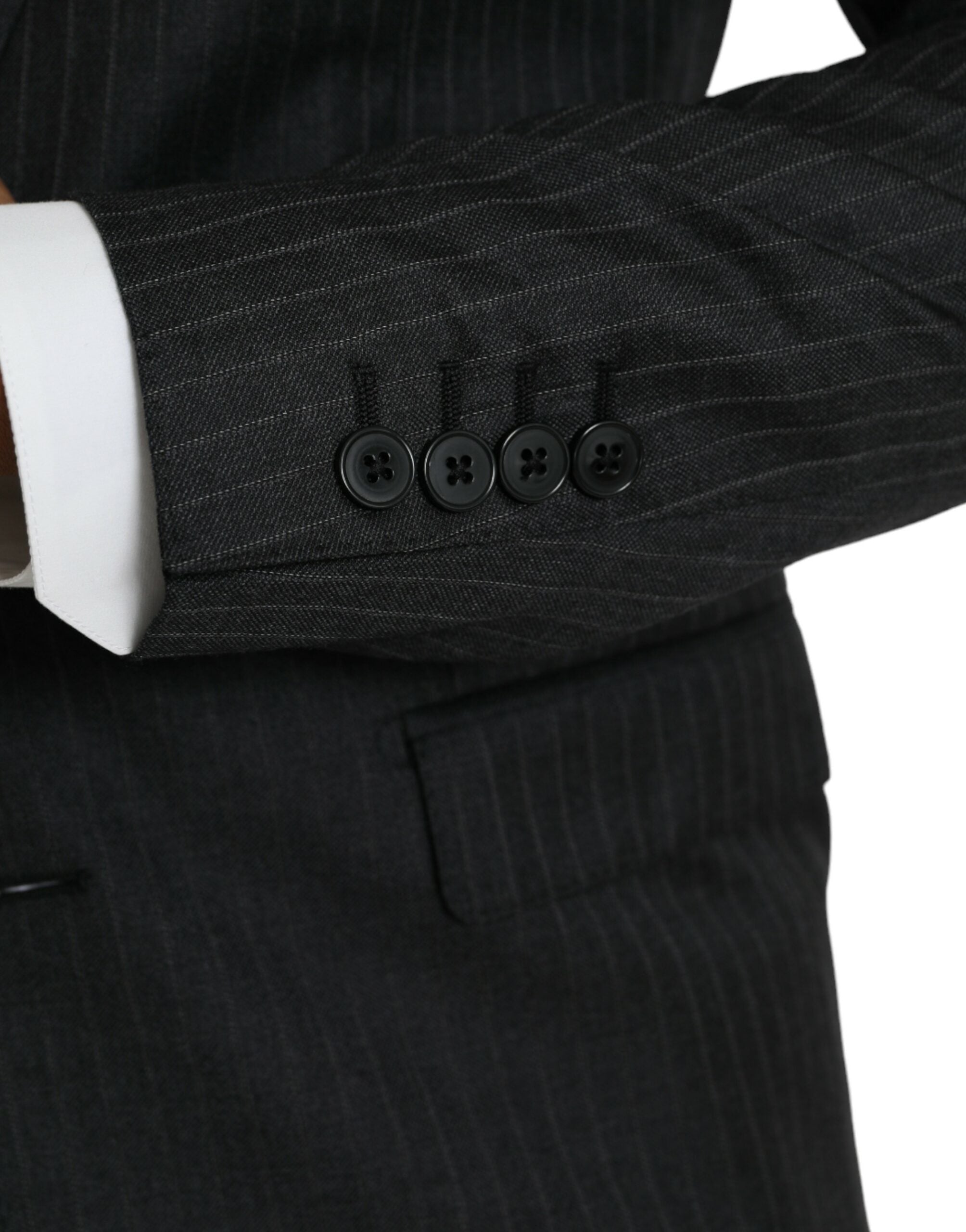 Dolce &amp; Gabbana – Schwarz gestreifter MARTINI-Blazer mit einreihigem Mantel