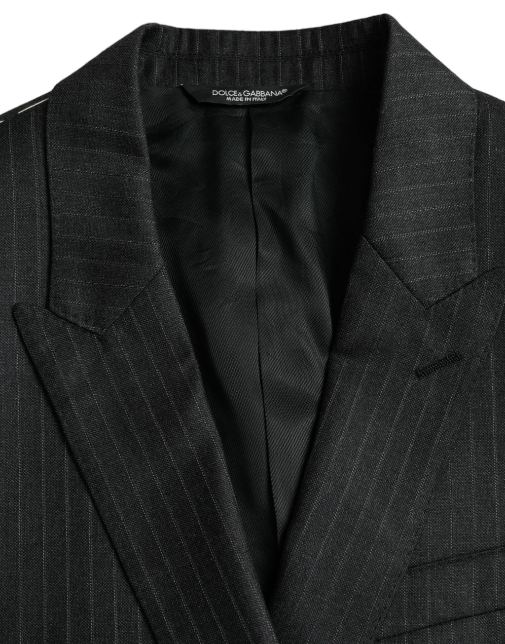 Dolce &amp; Gabbana – Schwarz gestreifter MARTINI-Blazer mit einreihigem Mantel