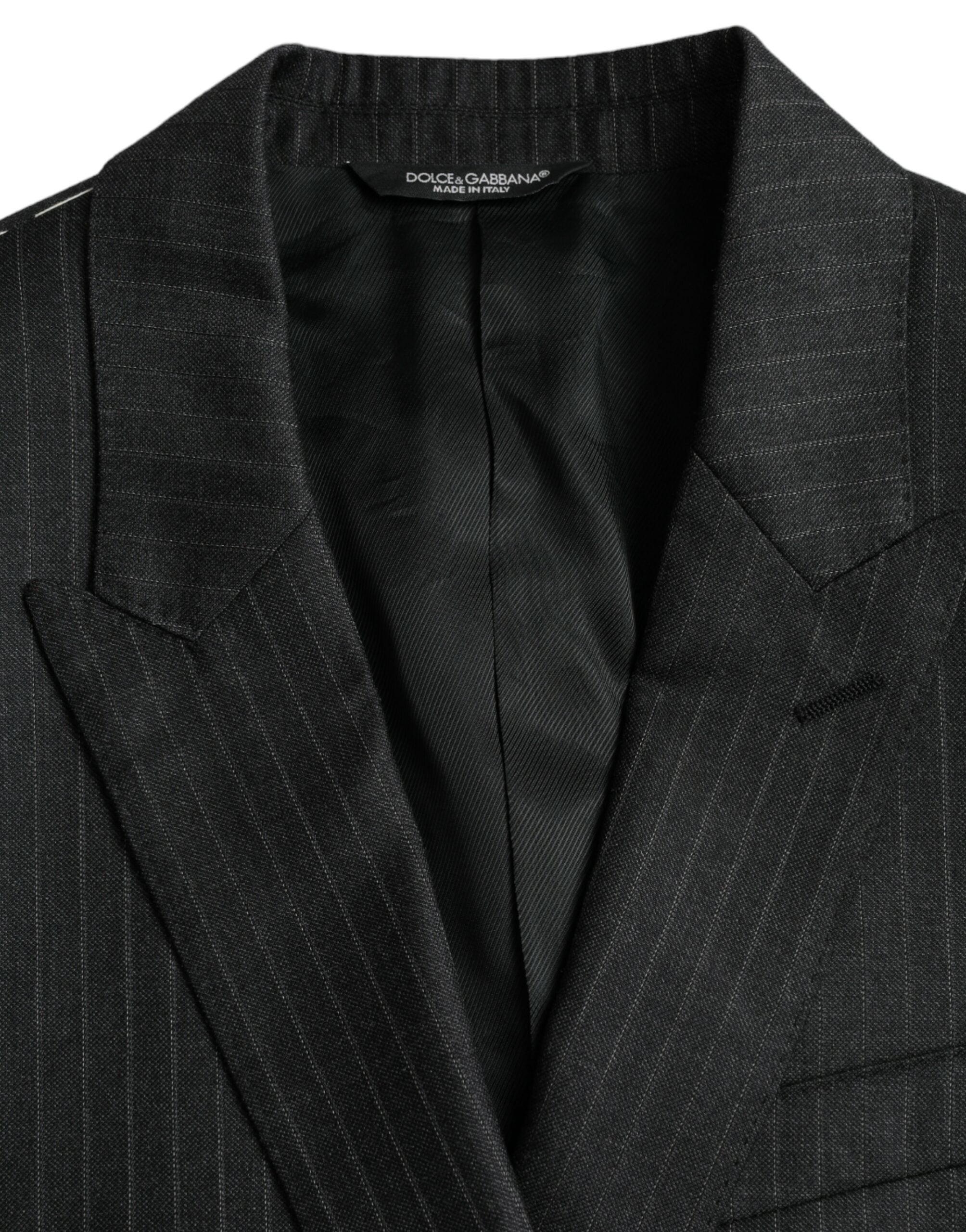 Dolce &amp; Gabbana – Schwarz gestreifter MARTINI-Blazer mit einreihigem Mantel