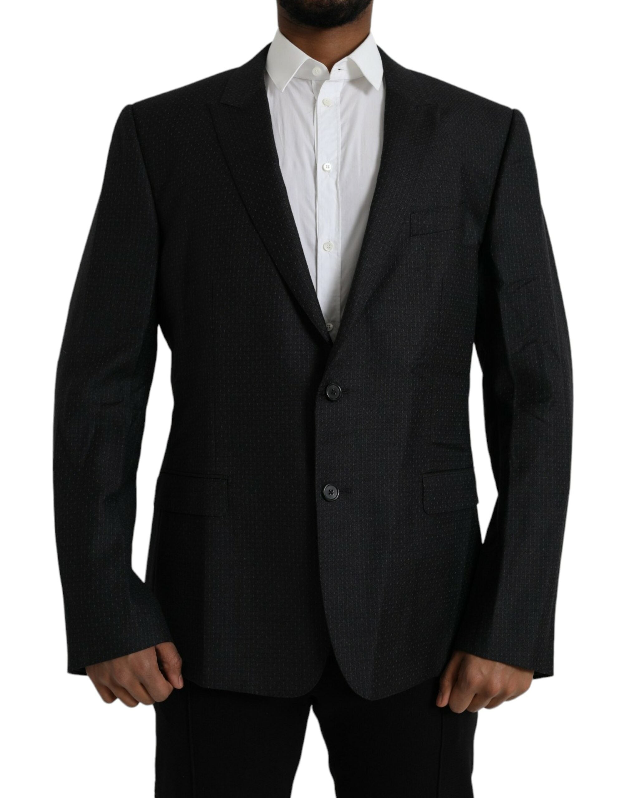 Dolce &amp; Gabbana – Einreihiger MARTINI-Mantelblazer aus schwarzer Wolle