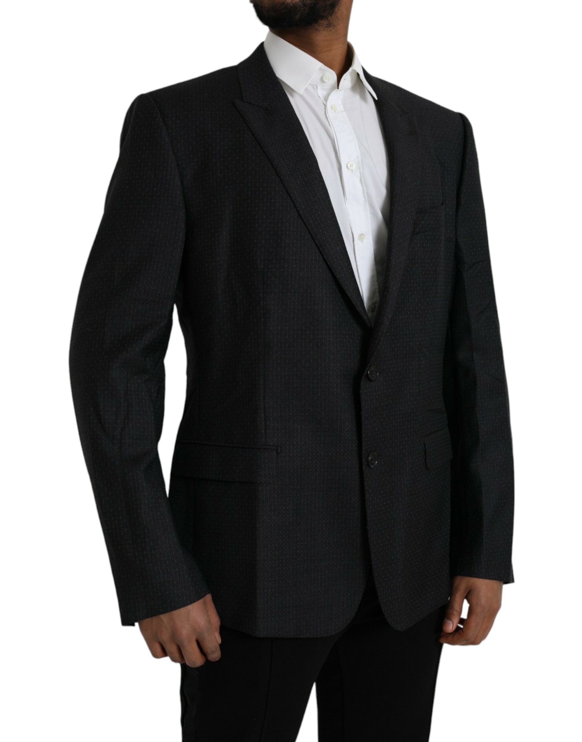 Dolce &amp; Gabbana – Einreihiger MARTINI-Mantelblazer aus schwarzer Wolle