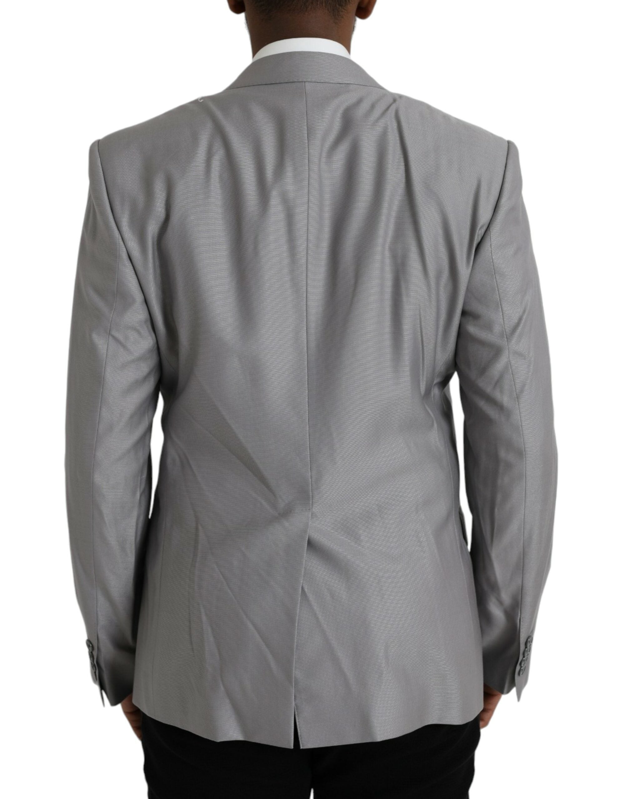 Dolce &amp; Gabbana Grauer einreihiger Wollblazer mit Schirm