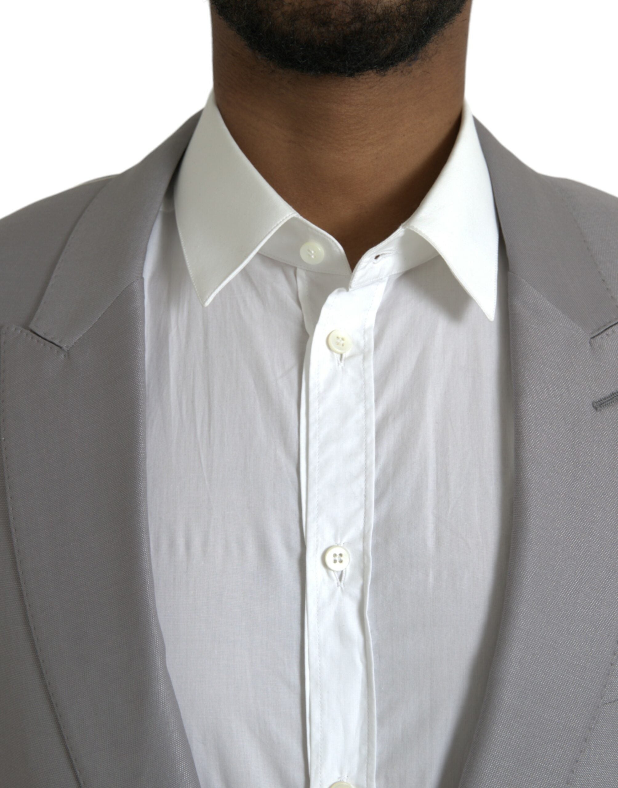 Dolce &amp; Gabbana Grauer einreihiger Wollblazer mit Schirm