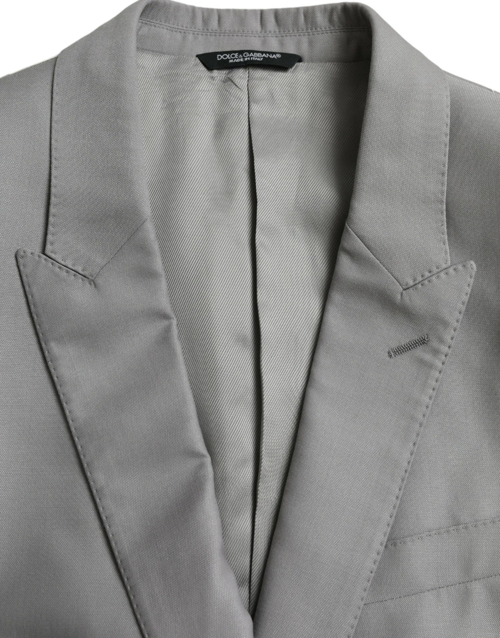 Dolce &amp; Gabbana Grauer einreihiger Wollblazer mit Schirm
