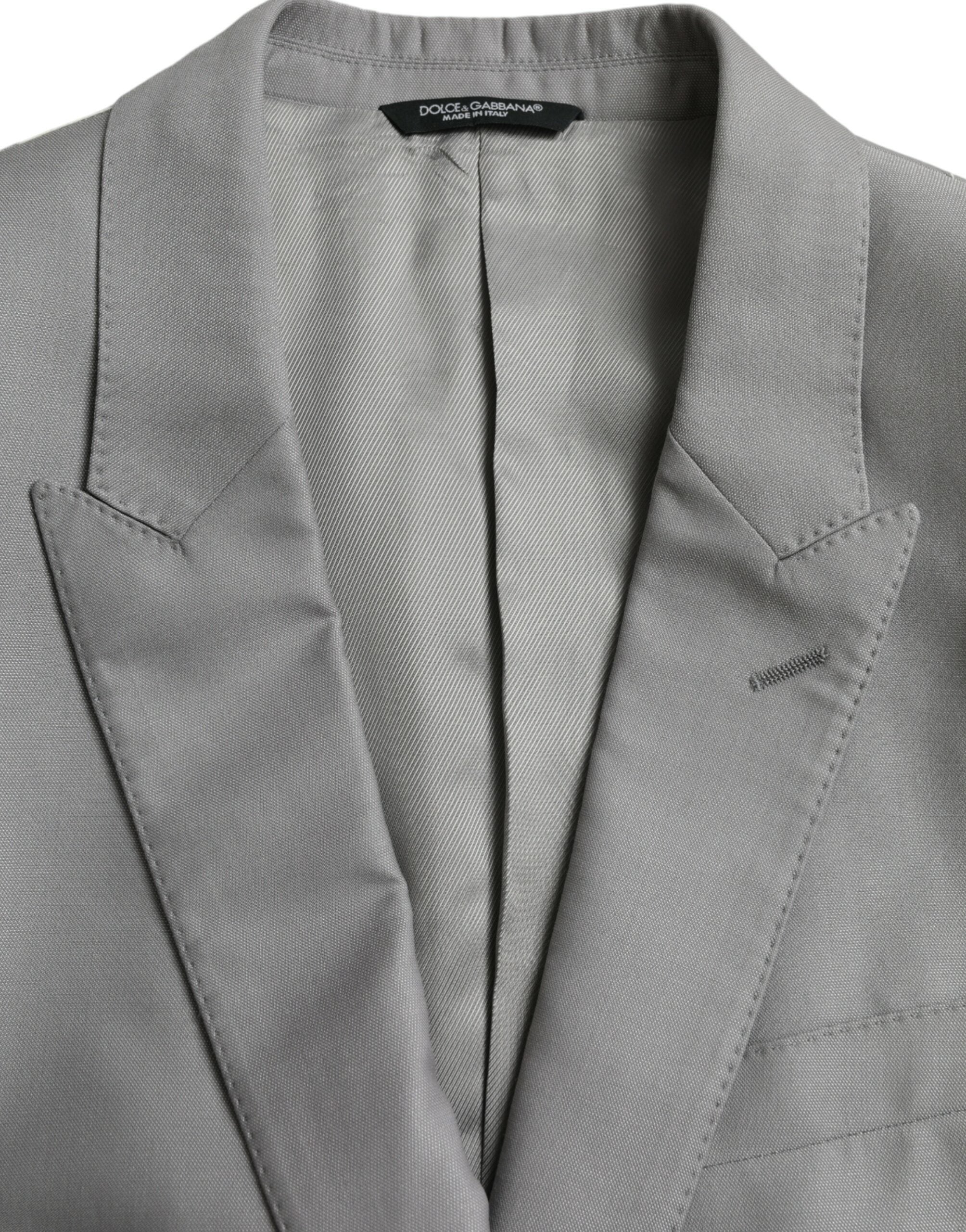 Dolce &amp; Gabbana Grauer einreihiger Wollblazer mit Schirm