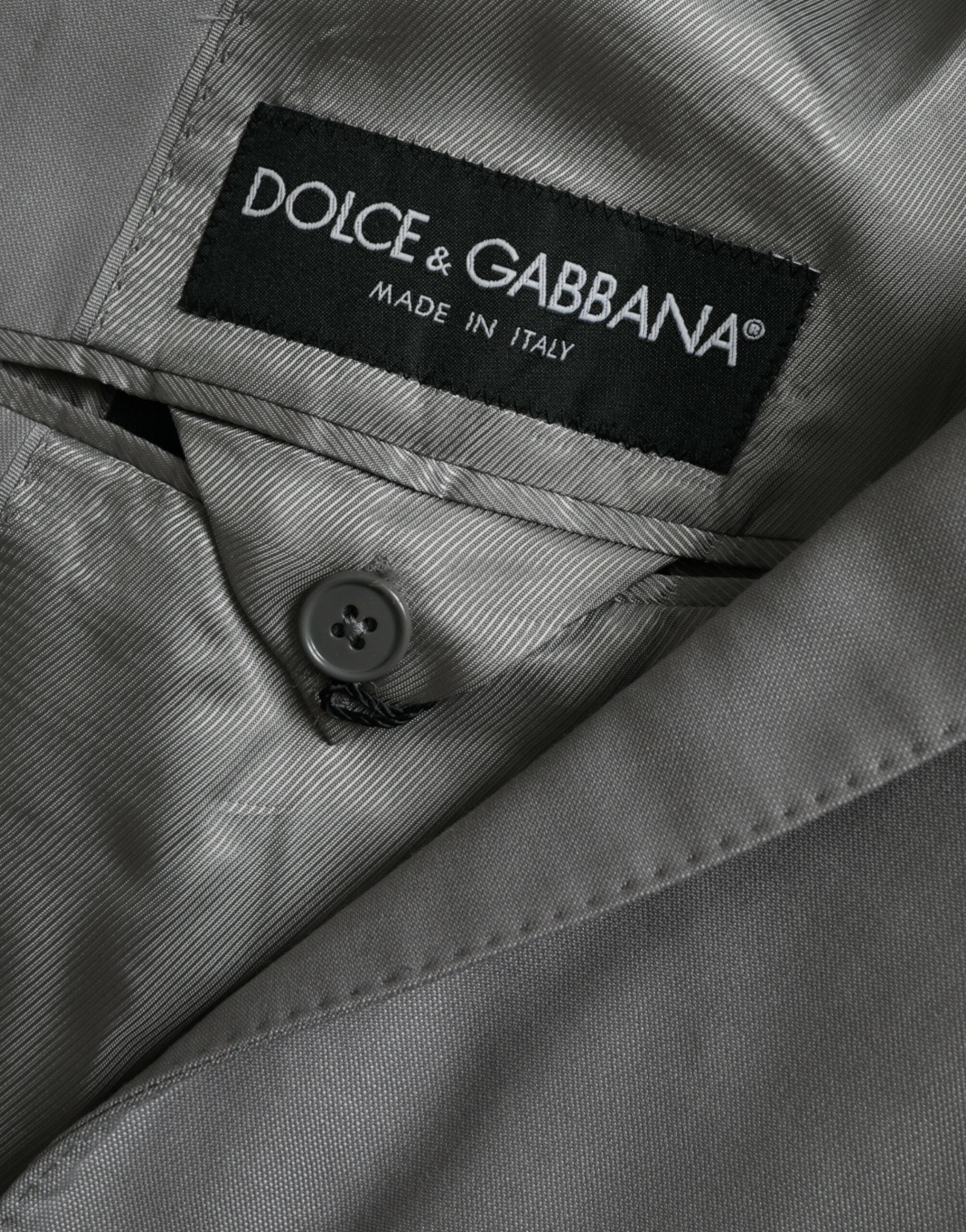 Dolce &amp; Gabbana Grauer einreihiger Wollblazer mit Schirm