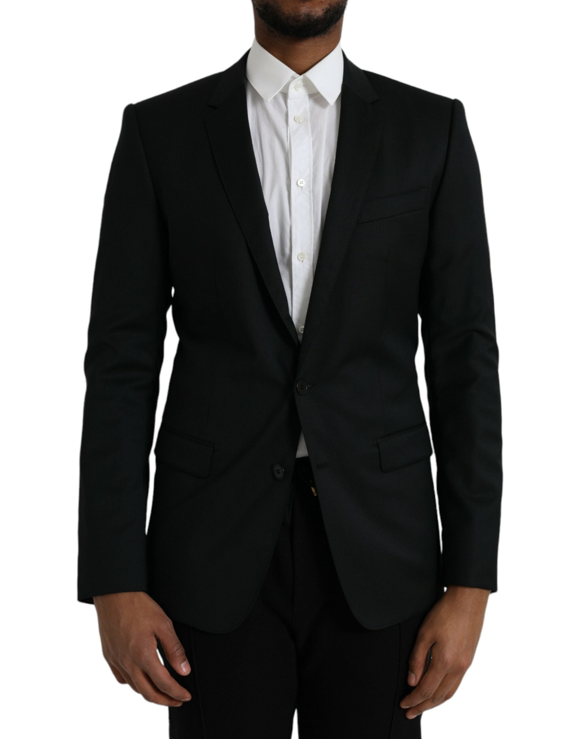 Dolce &amp; Gabbana – Einreihiger MARTINI-Blazer aus schwarzer Wolle