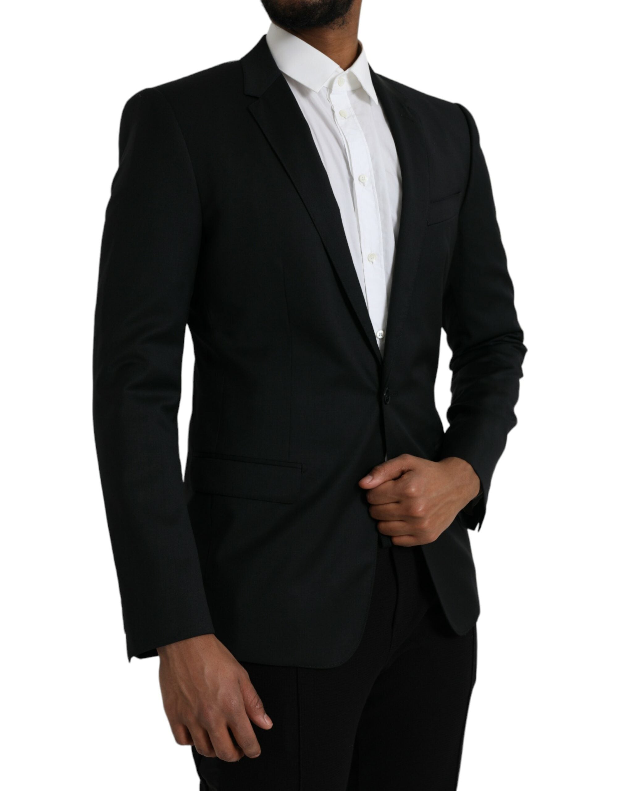 Dolce &amp; Gabbana – Einreihiger MARTINI-Blazer aus schwarzer Wolle