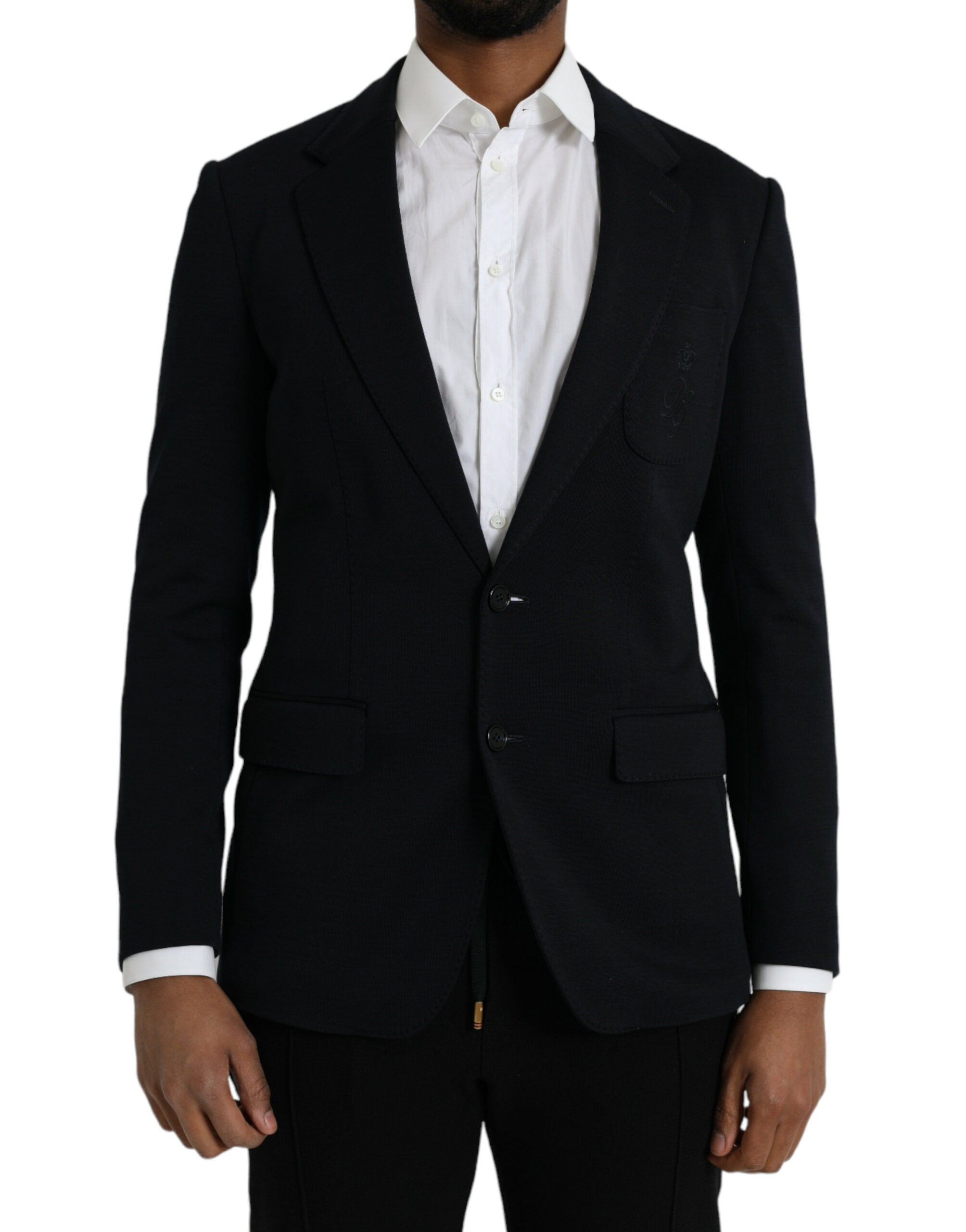 Dolce &amp; Gabbana – Einreihiger Blazer aus schwarzer Wolle mit Kerbe