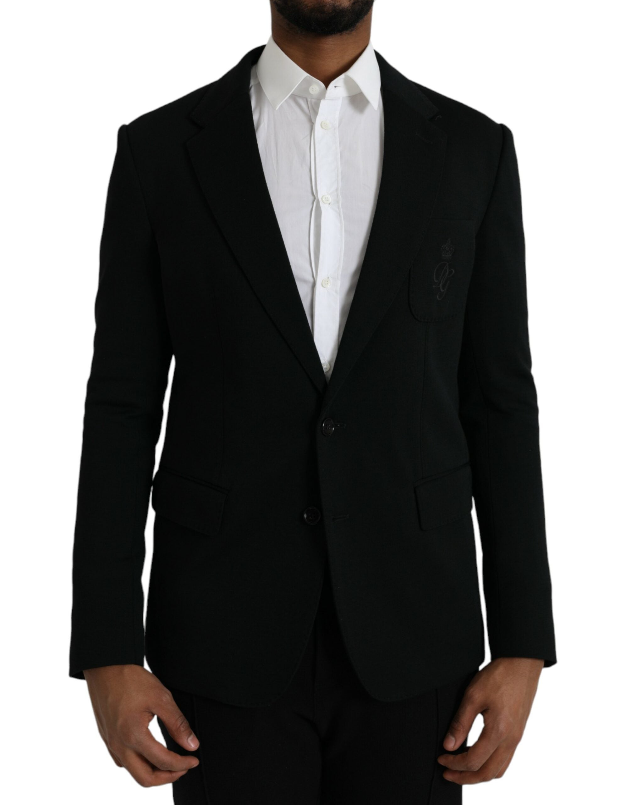 Dolce &amp; Gabbana – Einreihiger Blazer aus schwarzer Wolle mit Kerbe