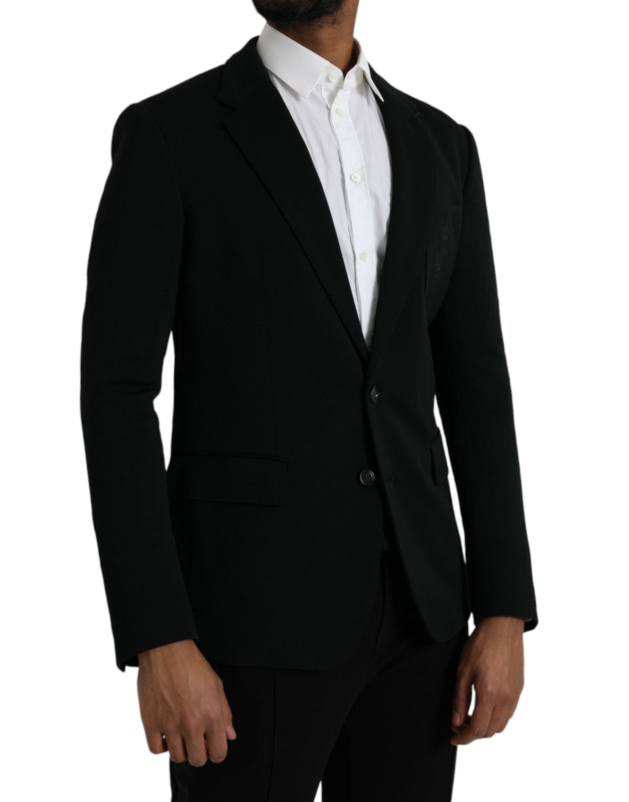 Dolce &amp; Gabbana – Einreihiger Blazer aus schwarzer Wolle mit Kerbe