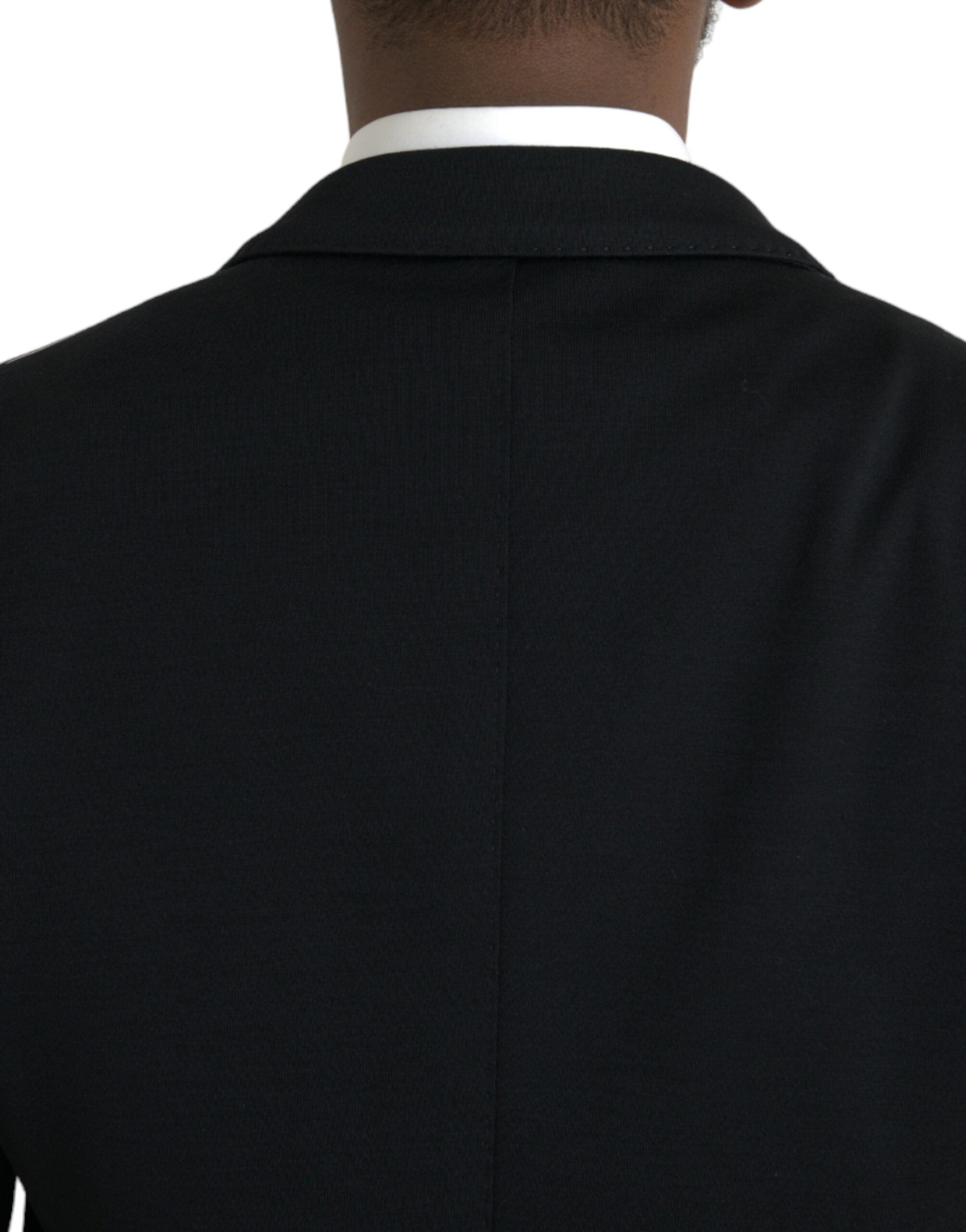 Dolce &amp; Gabbana – Einreihiger Blazer aus schwarzer Wolle mit Kerbe