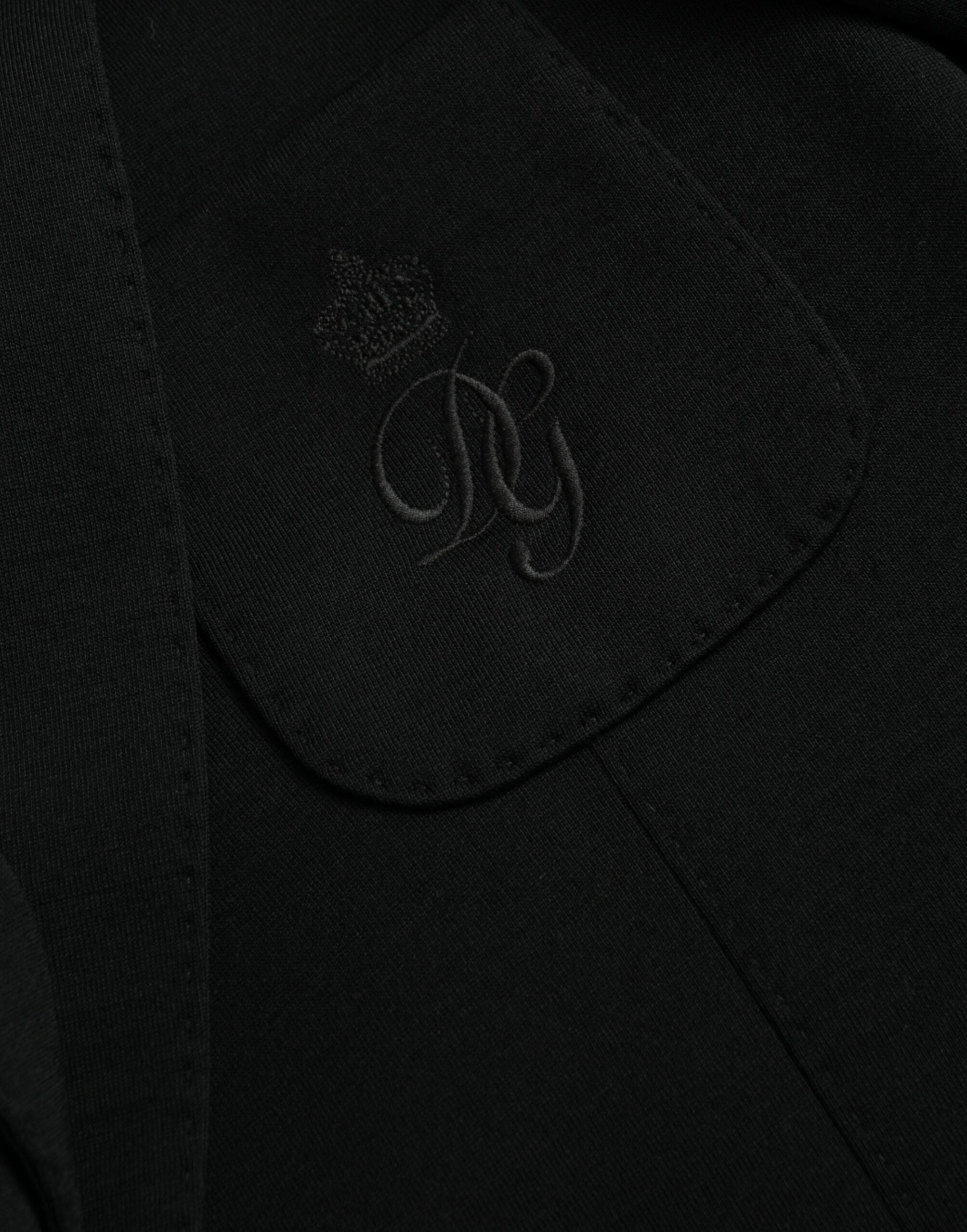 Dolce &amp; Gabbana – Einreihiger Blazer aus schwarzer Wolle mit Kerbe