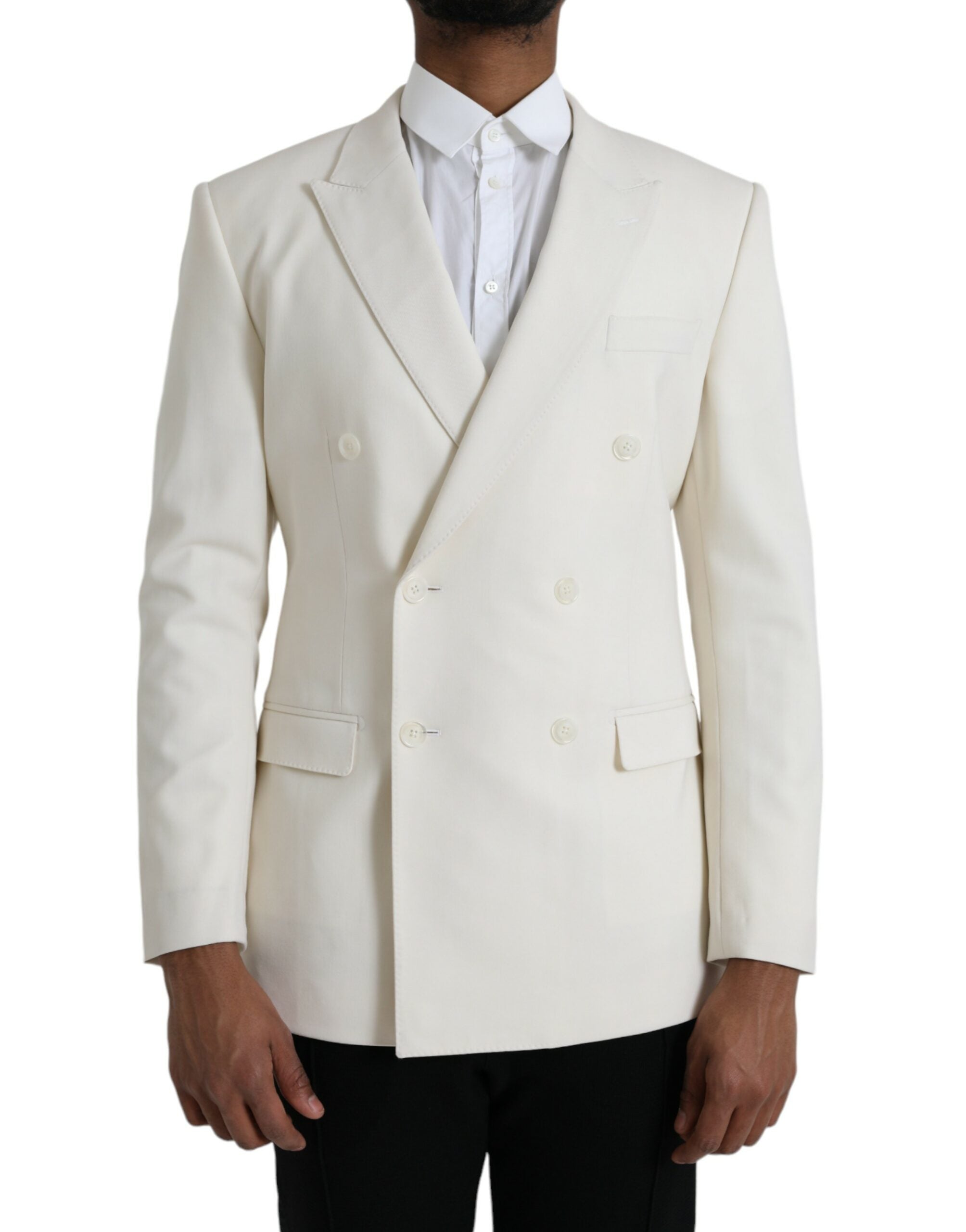 Dolce &amp; Gabbana – Zweireihiger MARTINI-Blazer aus weißer Wolle