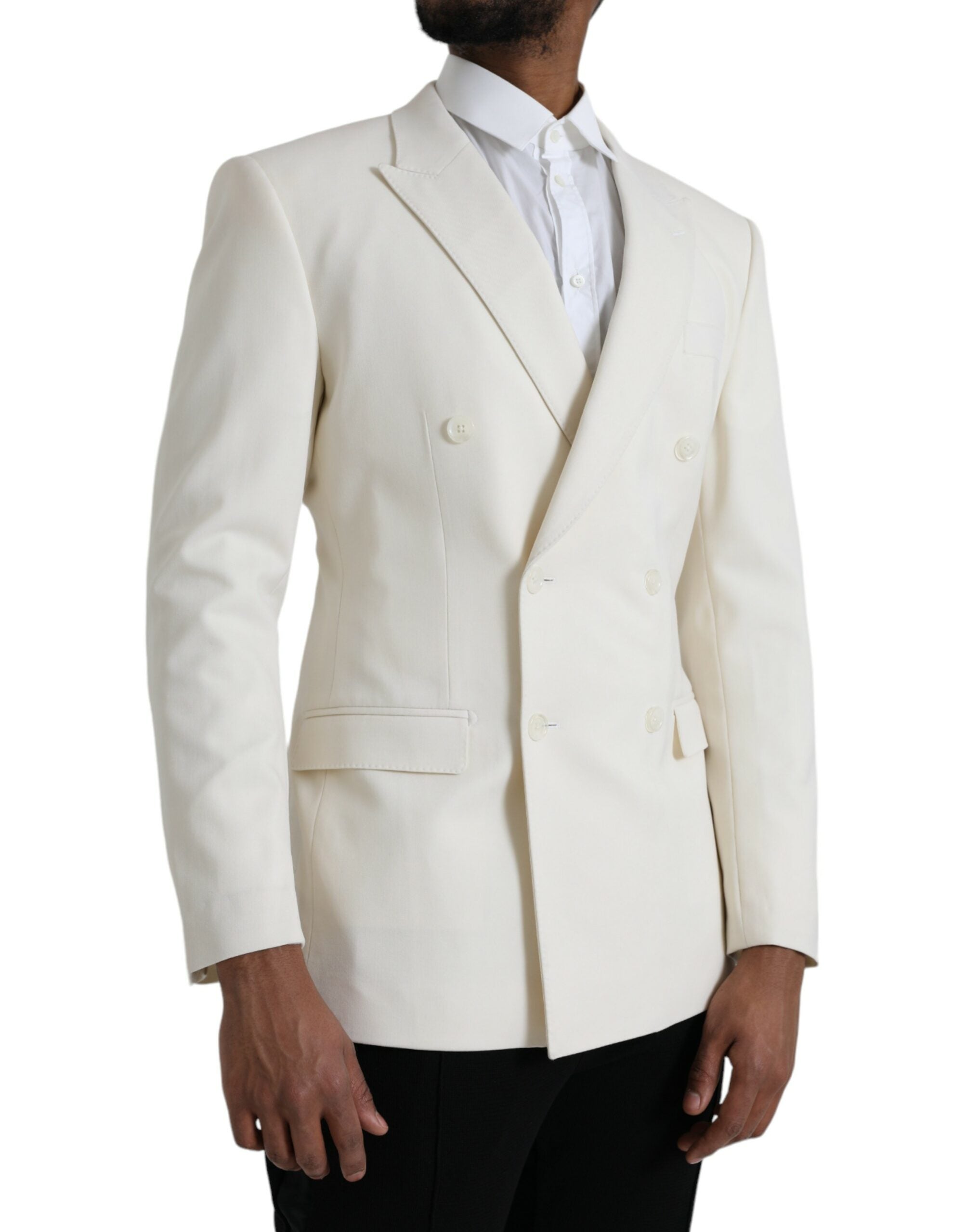Dolce &amp; Gabbana – Zweireihiger MARTINI-Blazer aus weißer Wolle