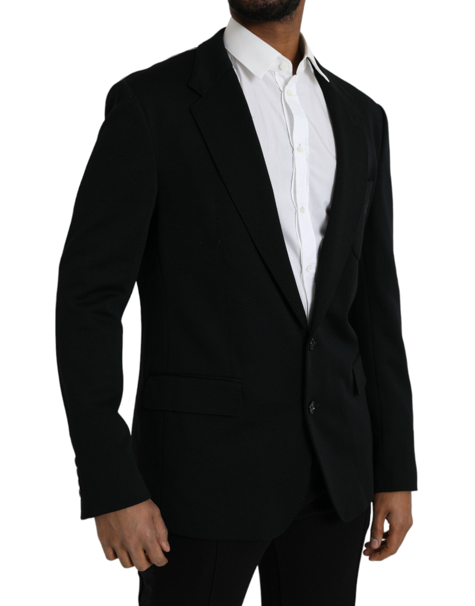 Dolce &amp; Gabbana – Einreihiger Blazer aus schwarzer Wolle