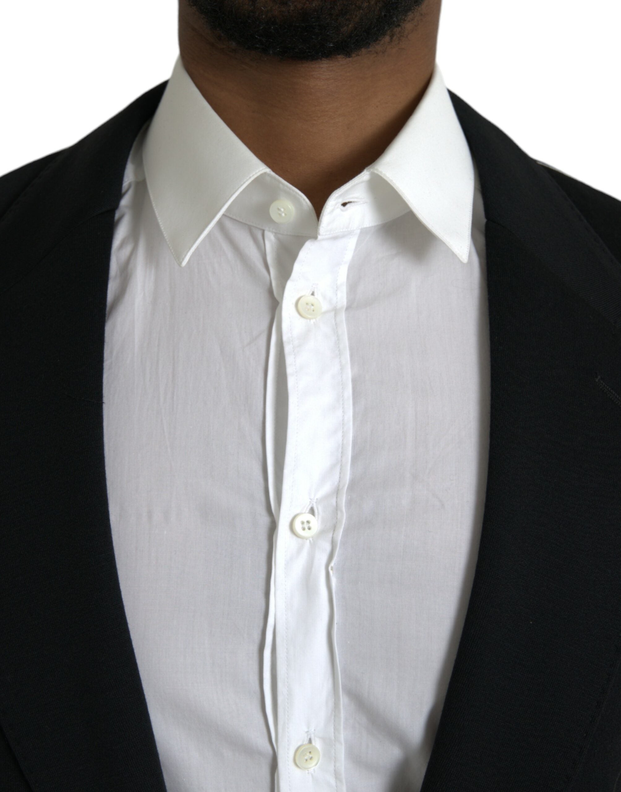 Dolce &amp; Gabbana – Einreihiger Blazer aus schwarzer Wolle