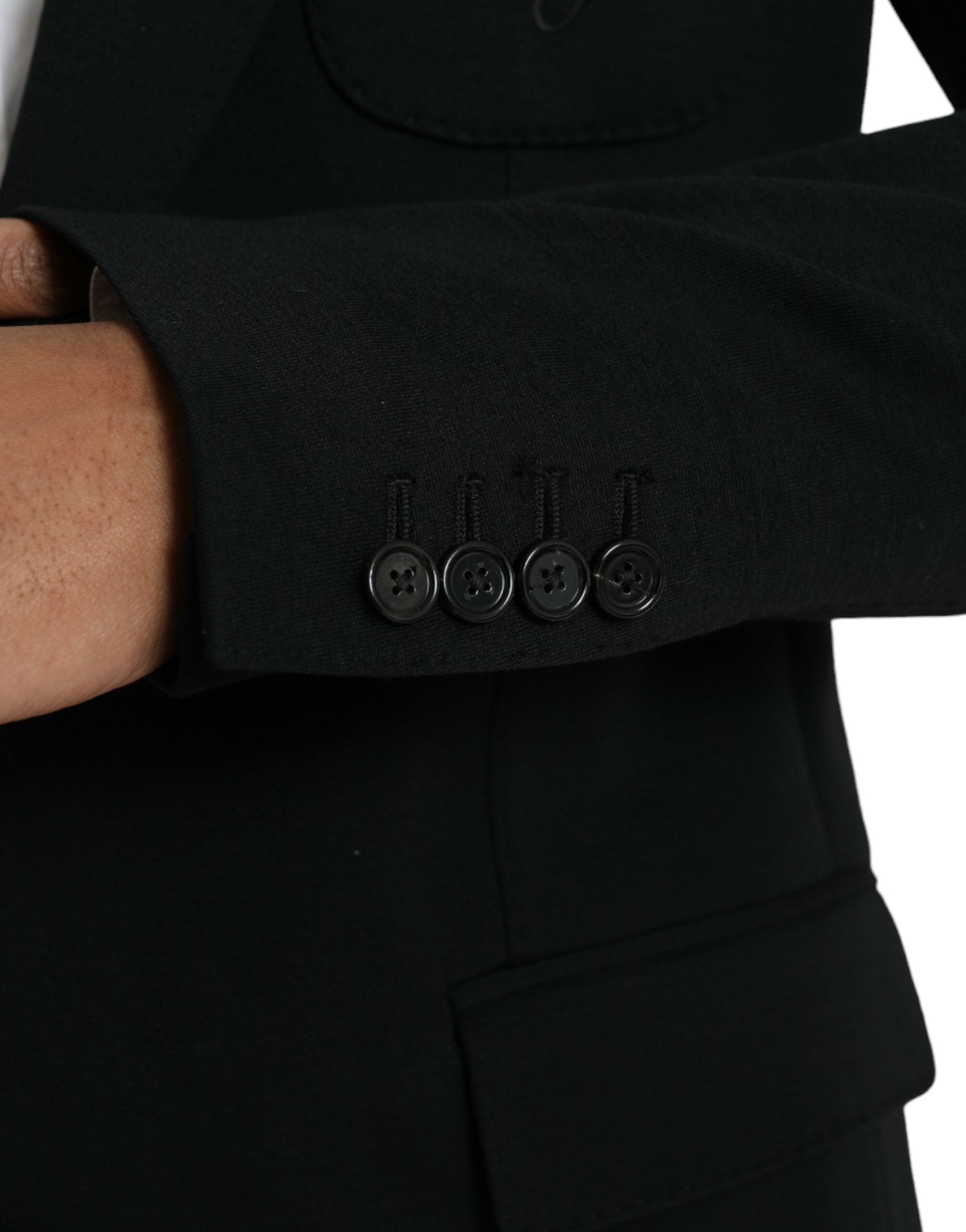 Dolce &amp; Gabbana – Einreihiger Blazer aus schwarzer Wolle