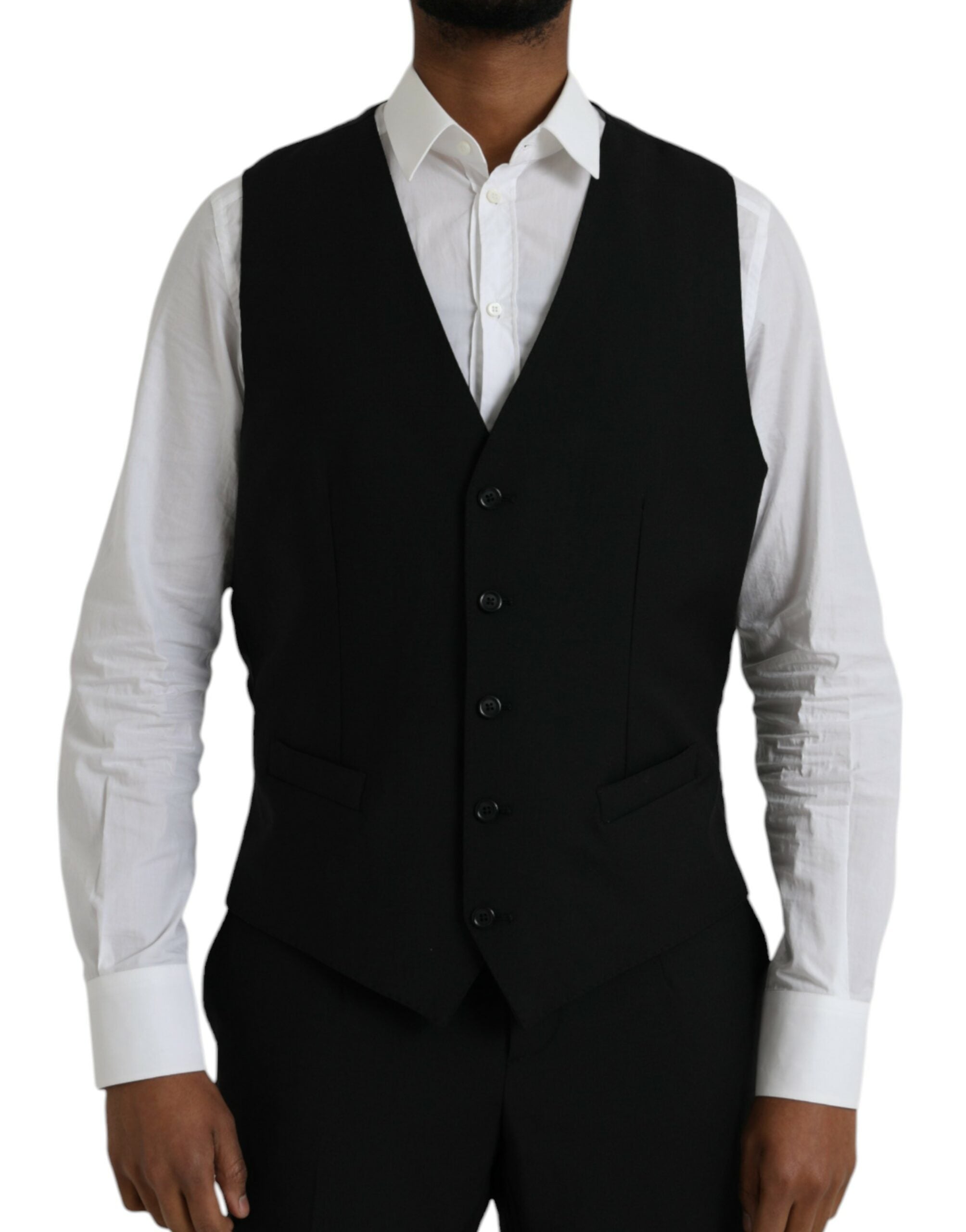 Dolce &amp; Gabbana – Schwarzer STAFF-Anzug aus Polyester, dreiteilig