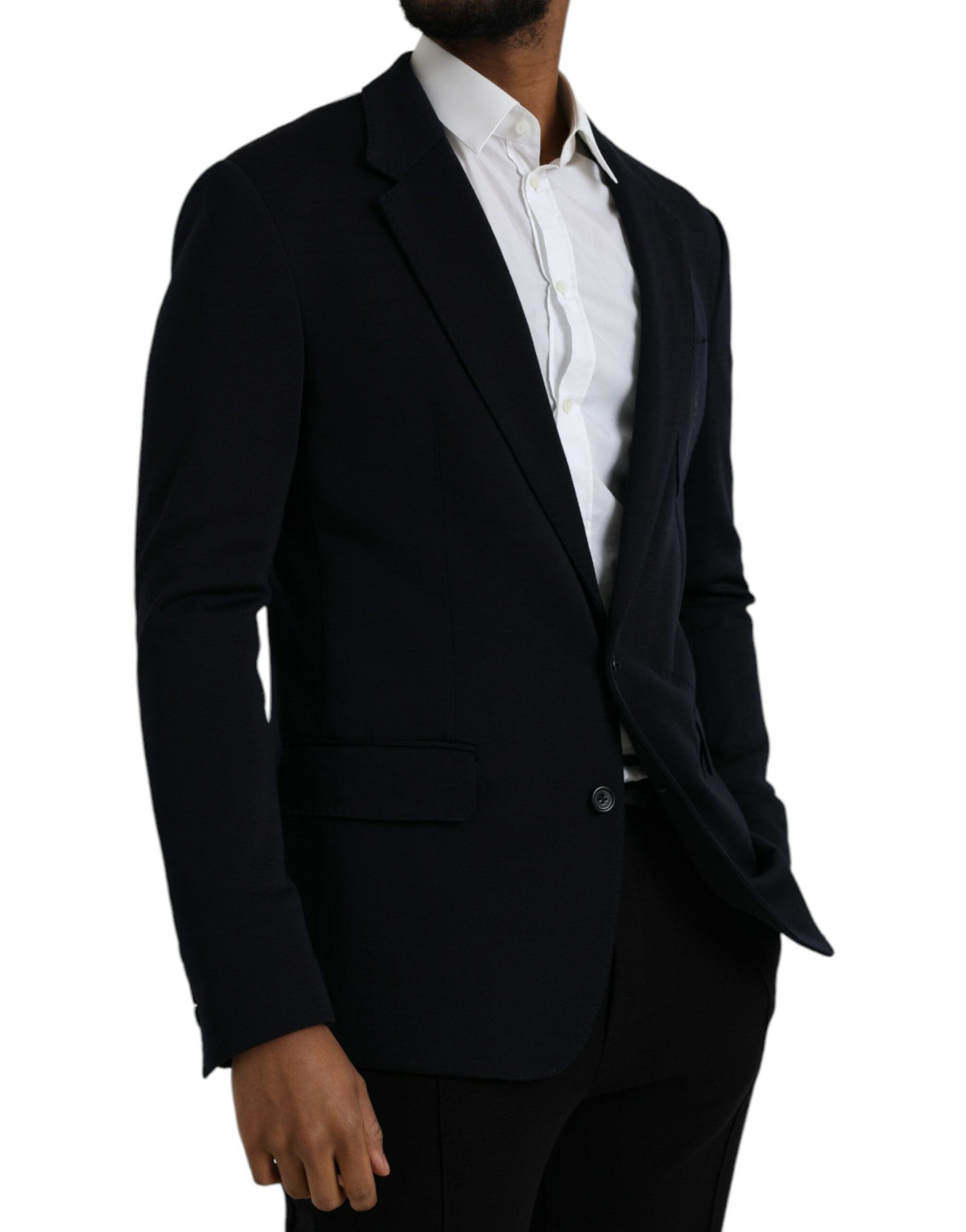 Dolce &amp; Gabbana – Einreihiger Blazer aus schwarzer Wolle