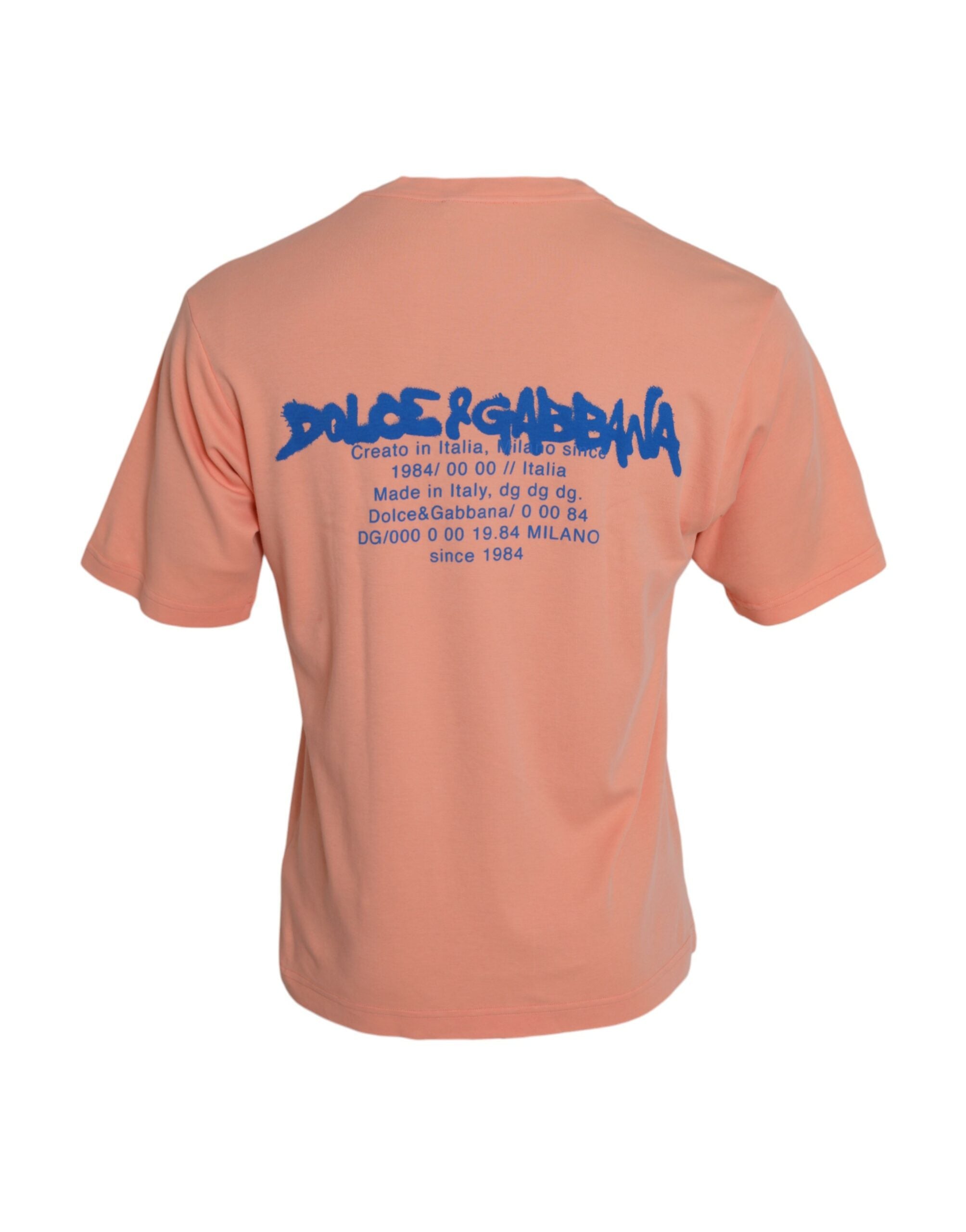 Dolce &amp; Gabbana – Korallenfarbenes, kurzärmliges T-Shirt aus Baumwolle mit Logo-Print